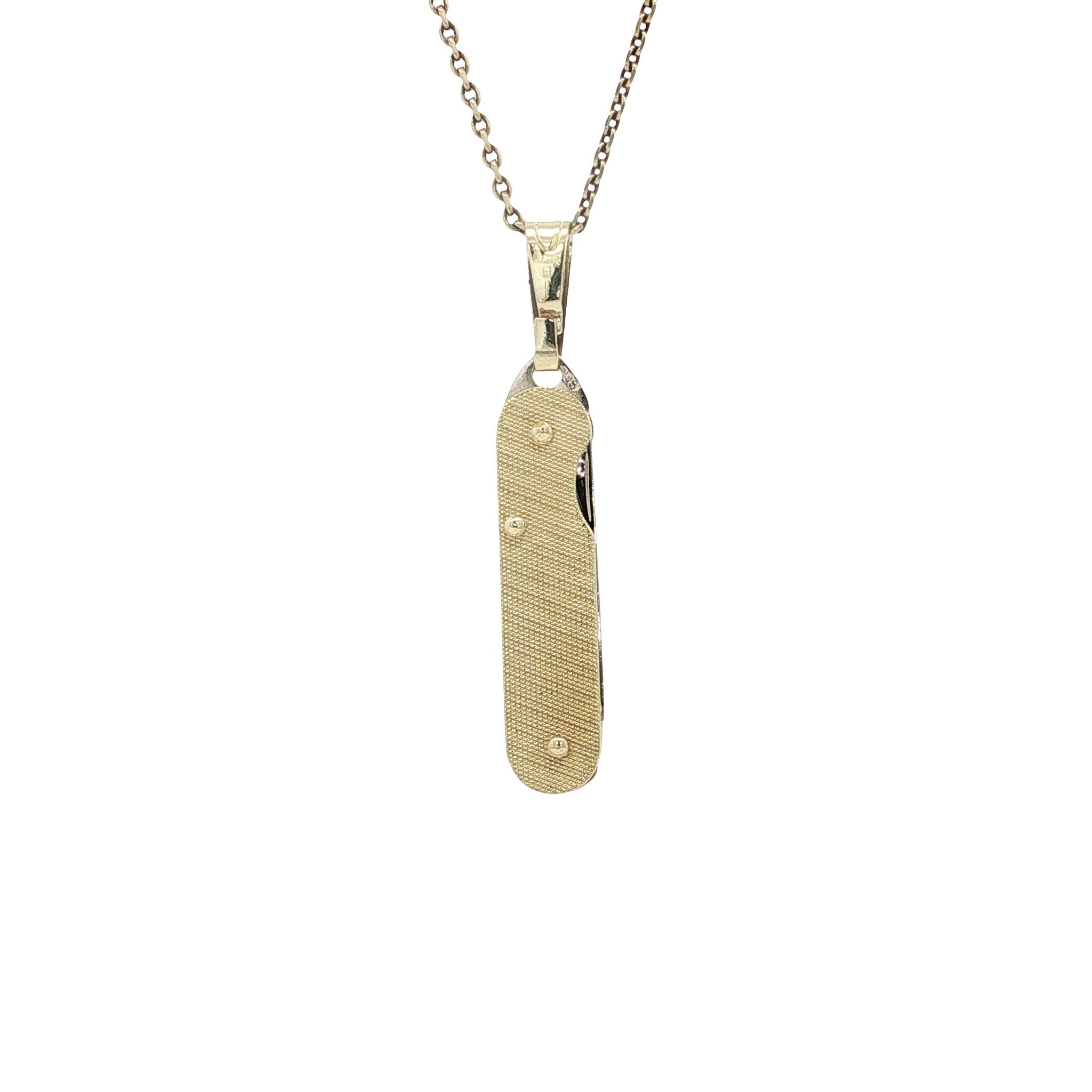 Bicolour vintage gouden zakmes hanger 14 kt