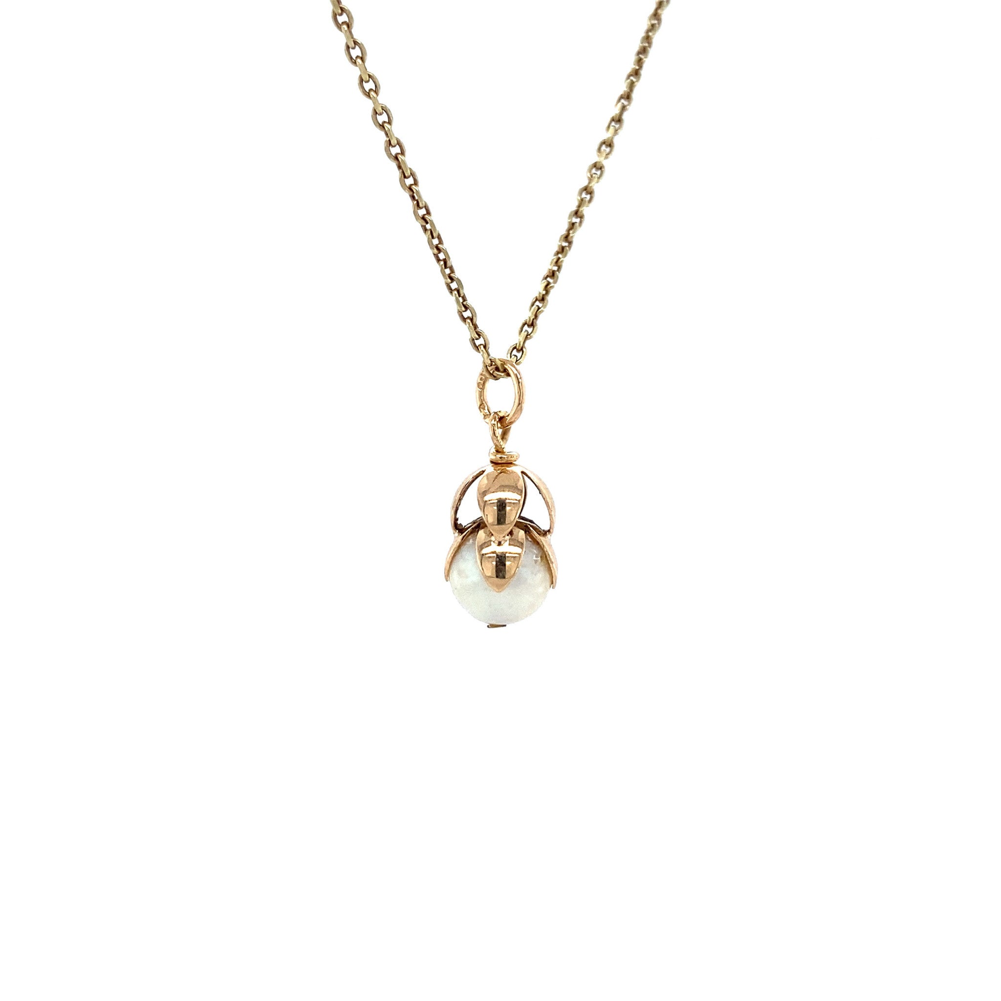 Rose gold pendant with pearl, 14 kt
