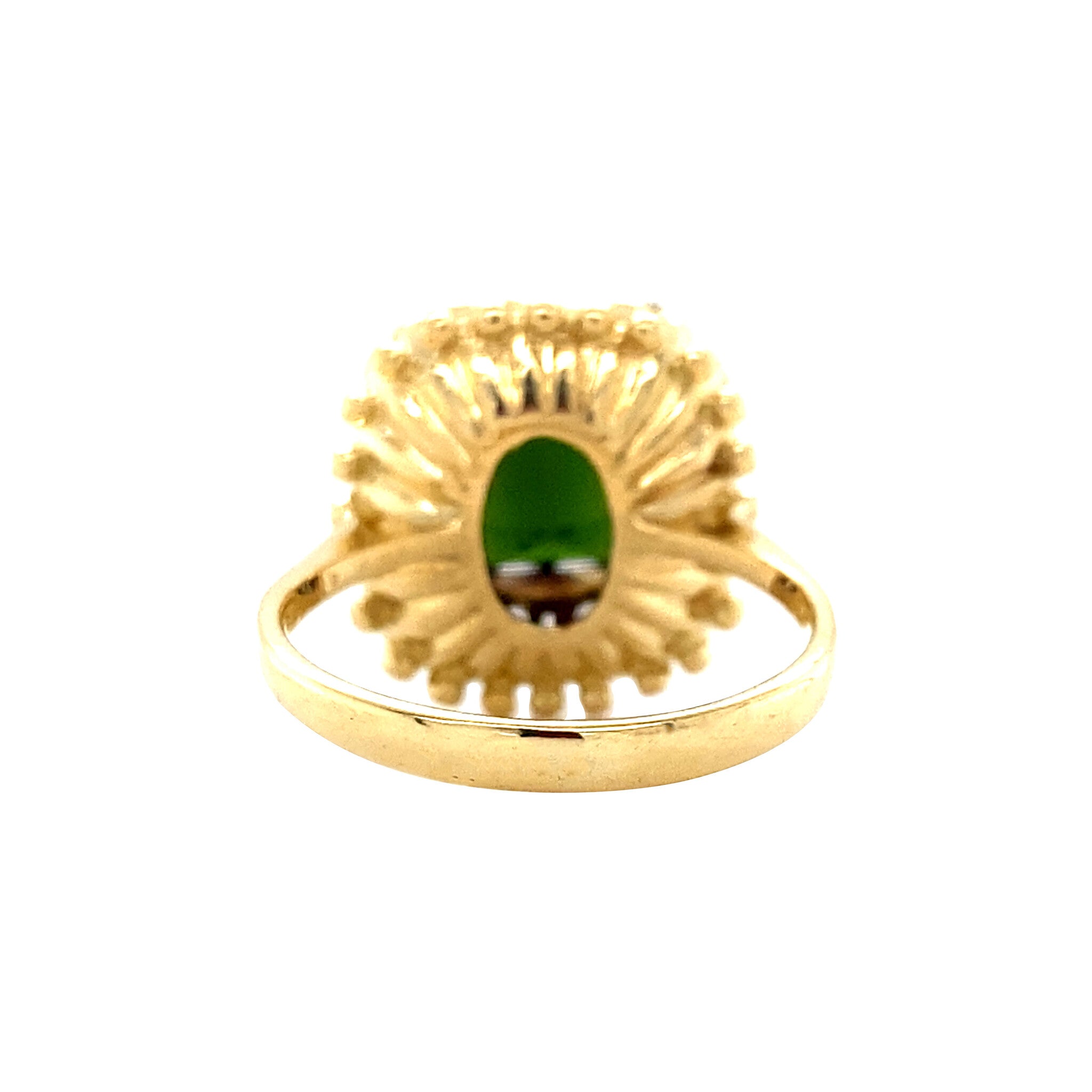 Gouden vintage entourage ring met toermalijn en spinel 18 krt