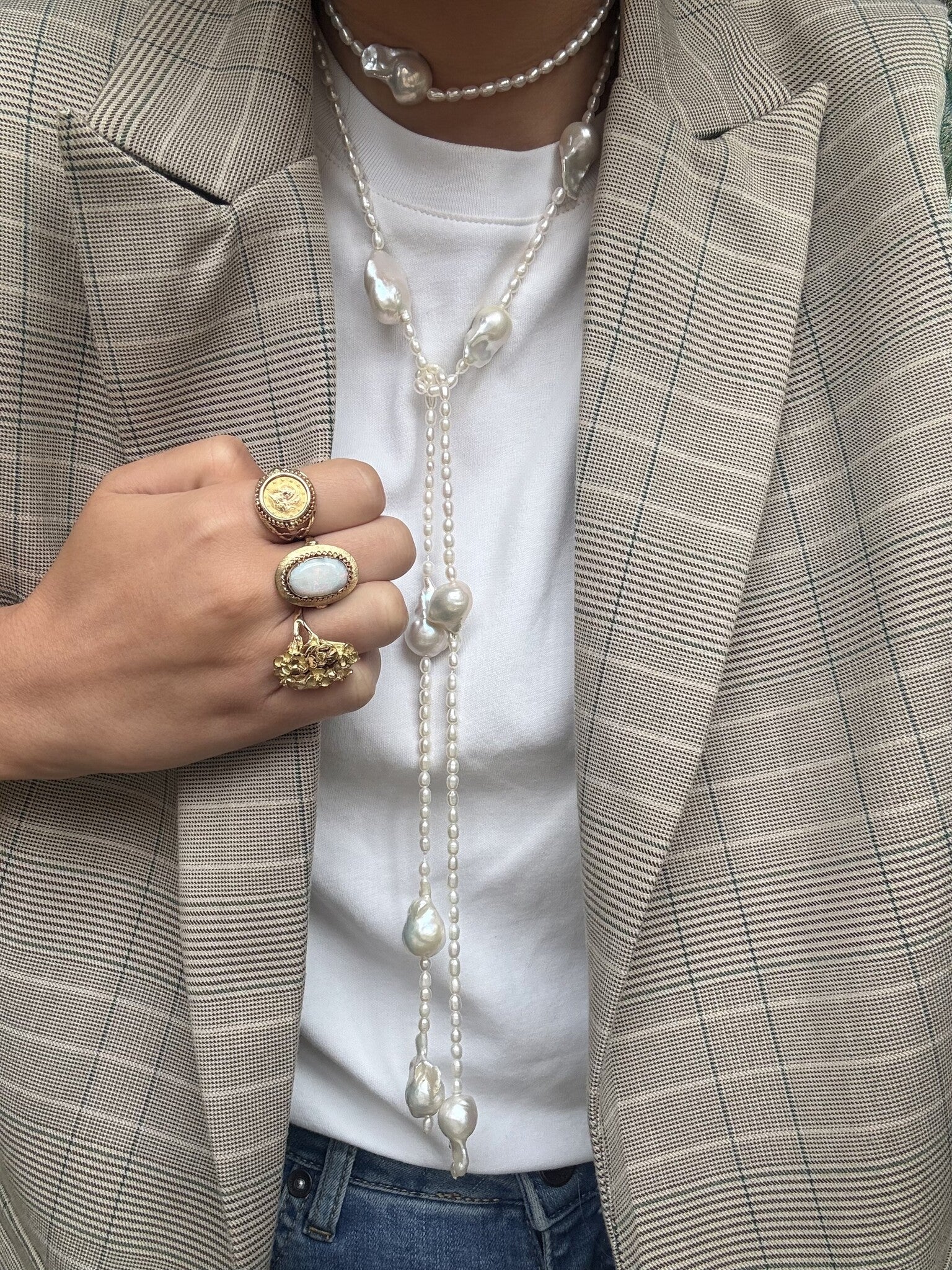 Vintage parel collier met barok parel