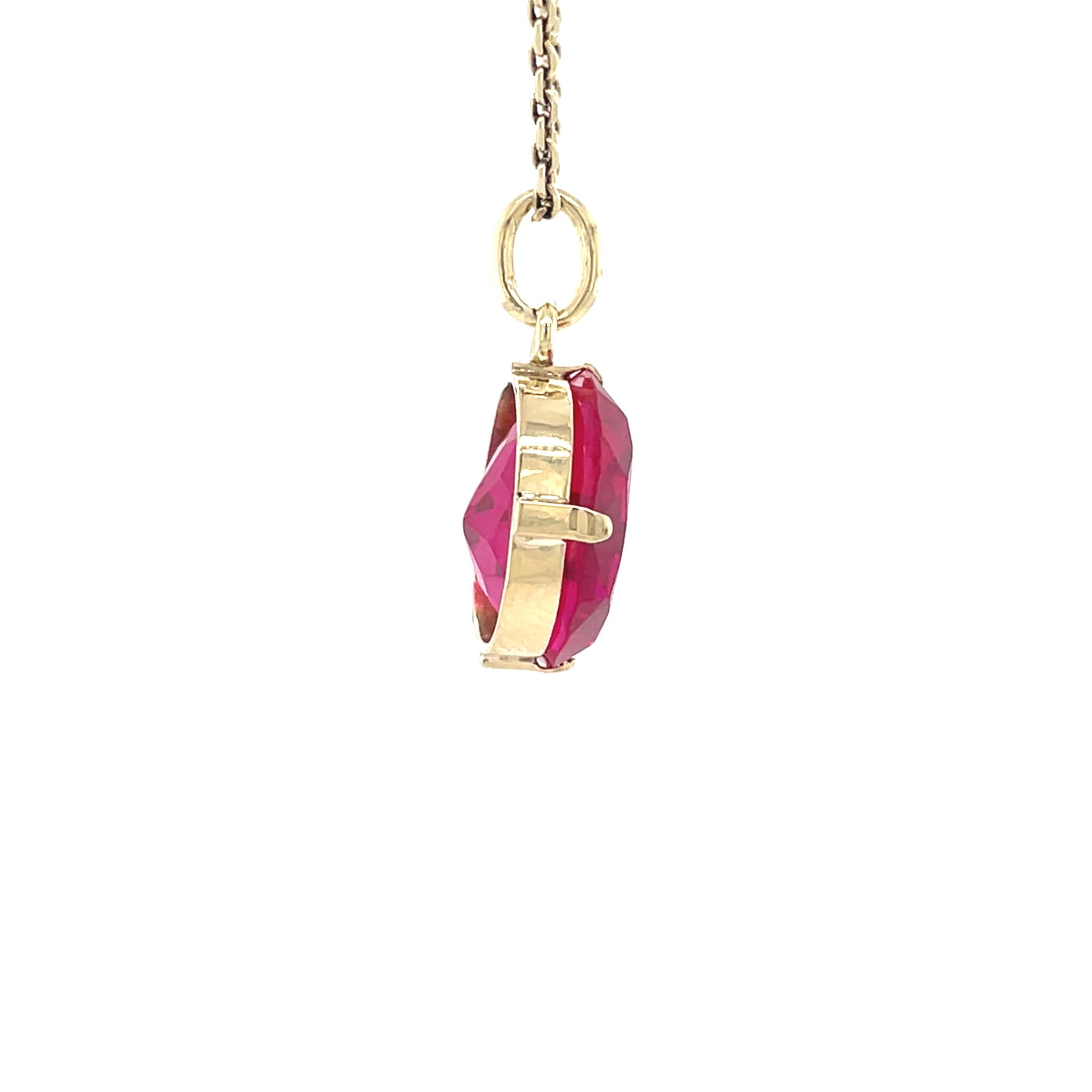 Gouden vintage hanger met robijn 14 krt