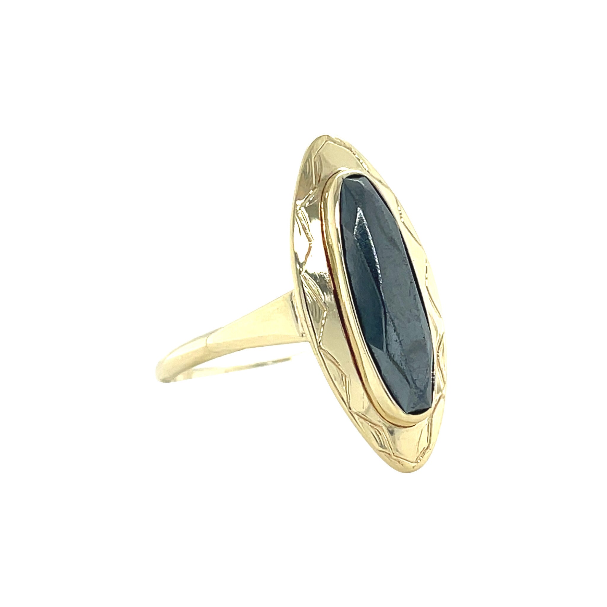 Gouden vintage ring met hematiet 14 kt
