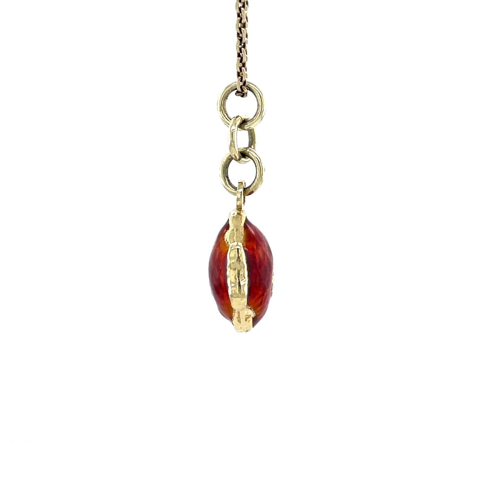 Golden vintage fish pendant with enamel 14 kt
