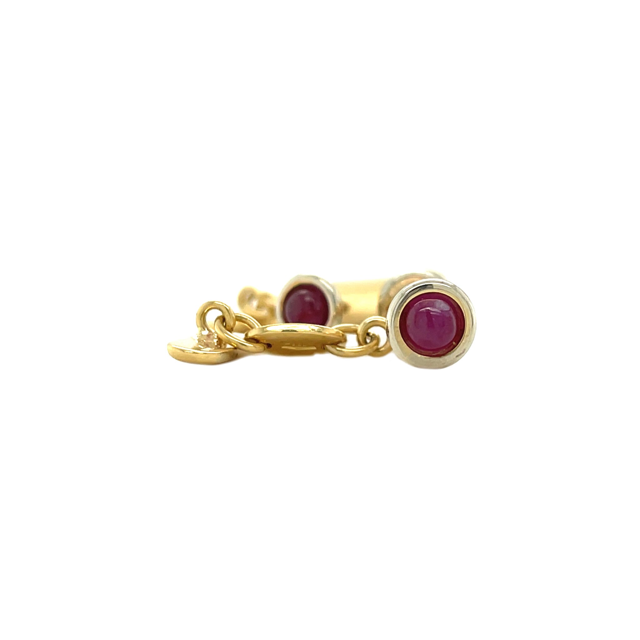 Vintage gold cufflinks with ruby, 18 kt