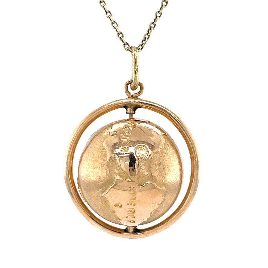 14 kt vintage gold globe pendant
