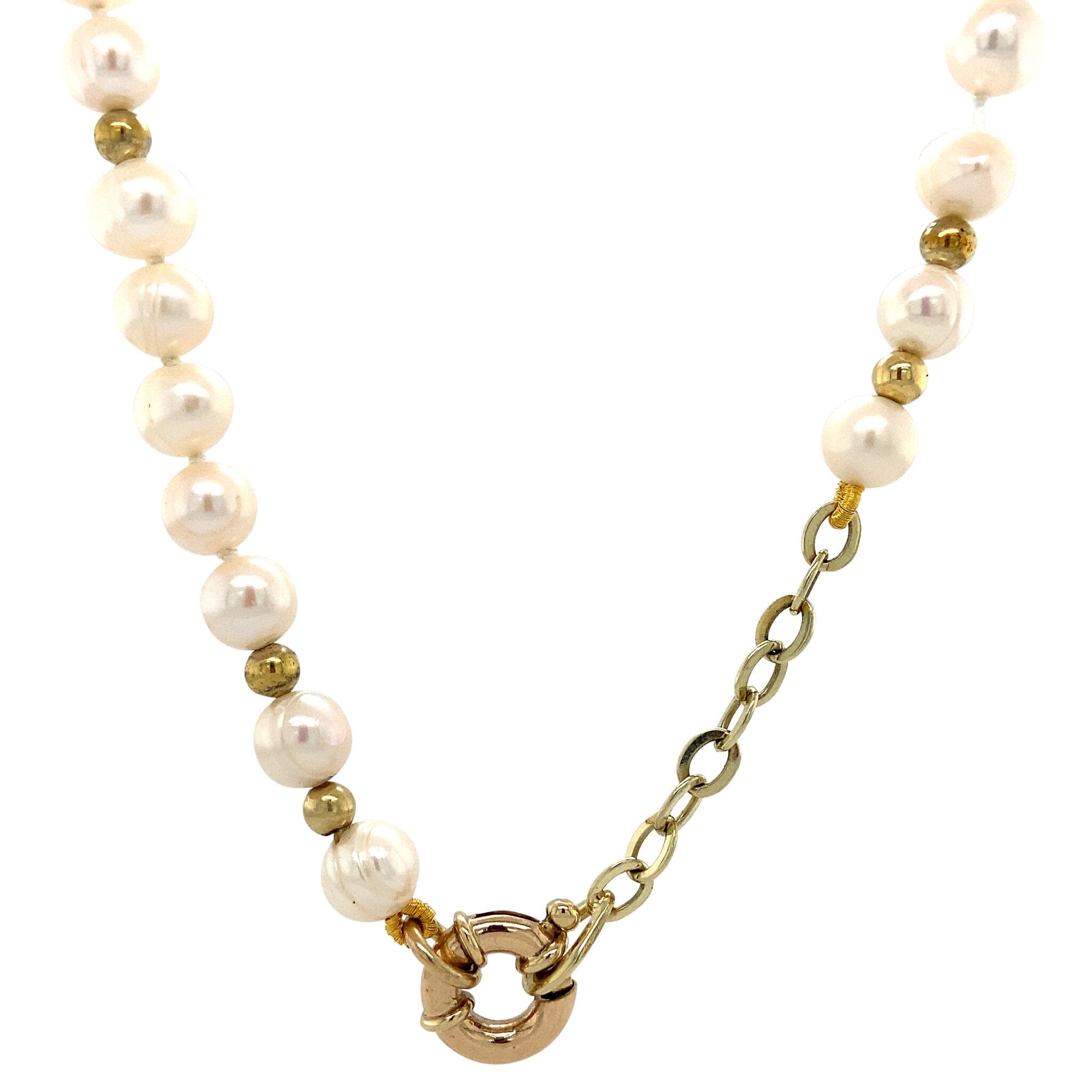 Pearl necklace with gold details, 43 cm, 14 kt