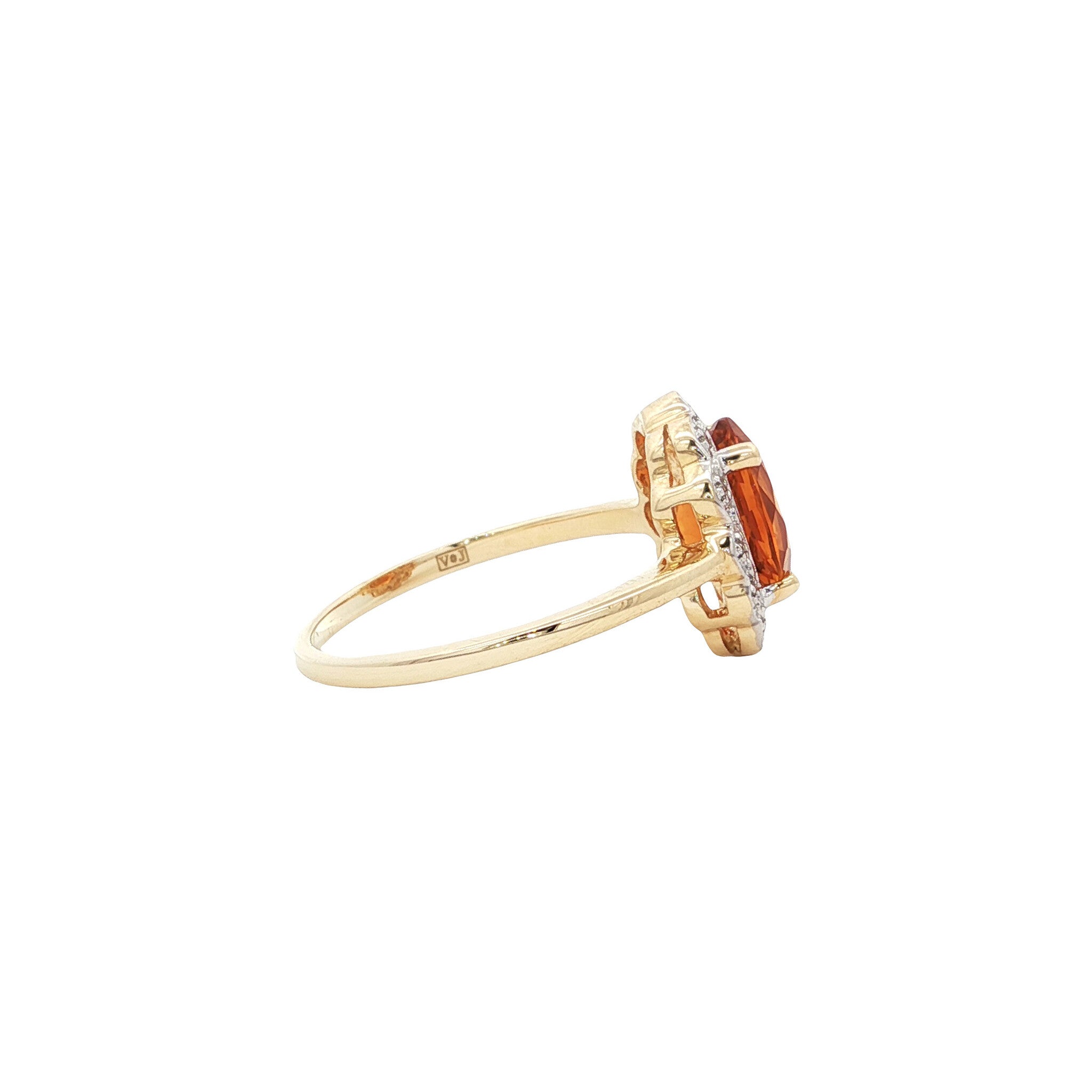 Ring met citrien en diamant 9 kt
