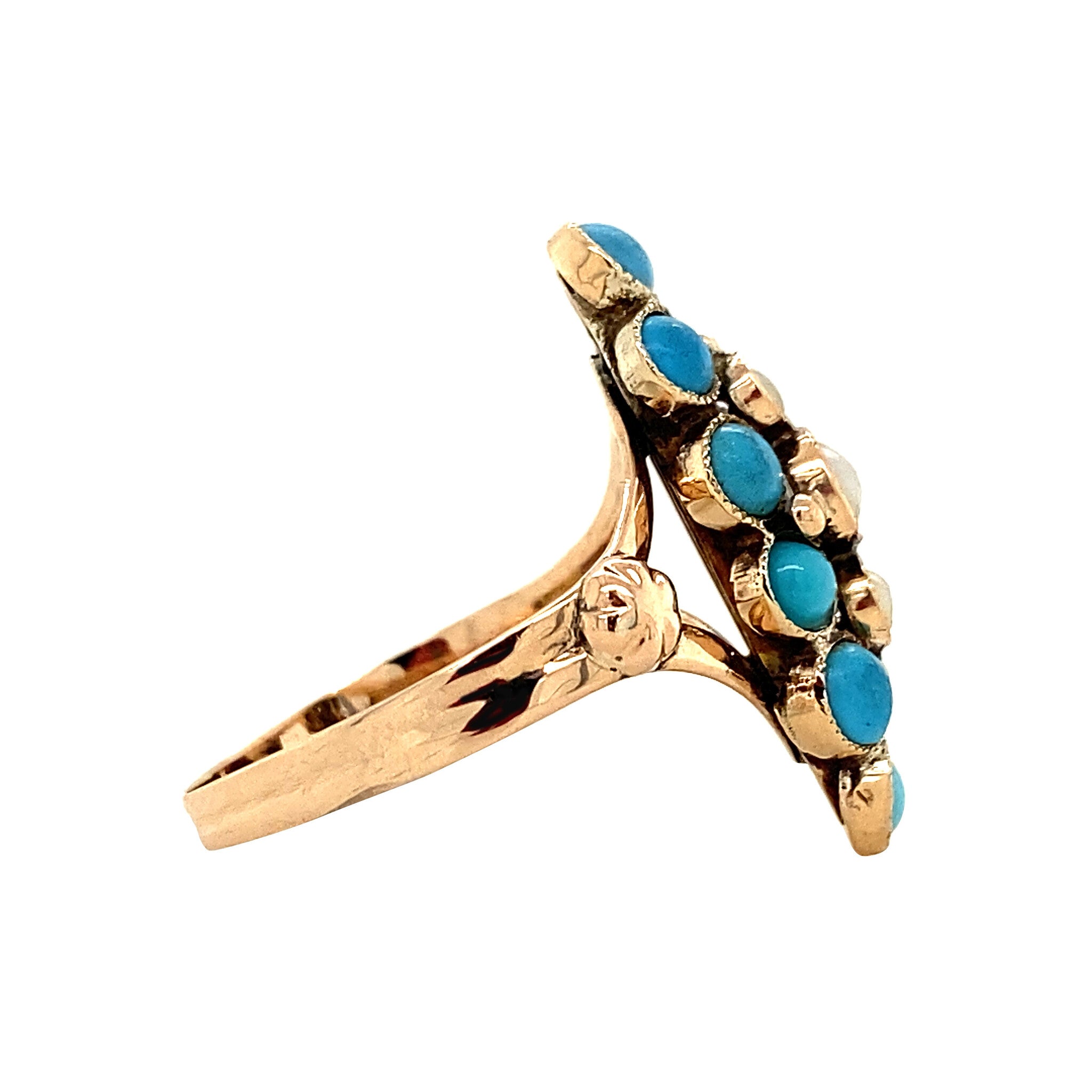 Fantasy ring with turquoise and pearl 12 carat