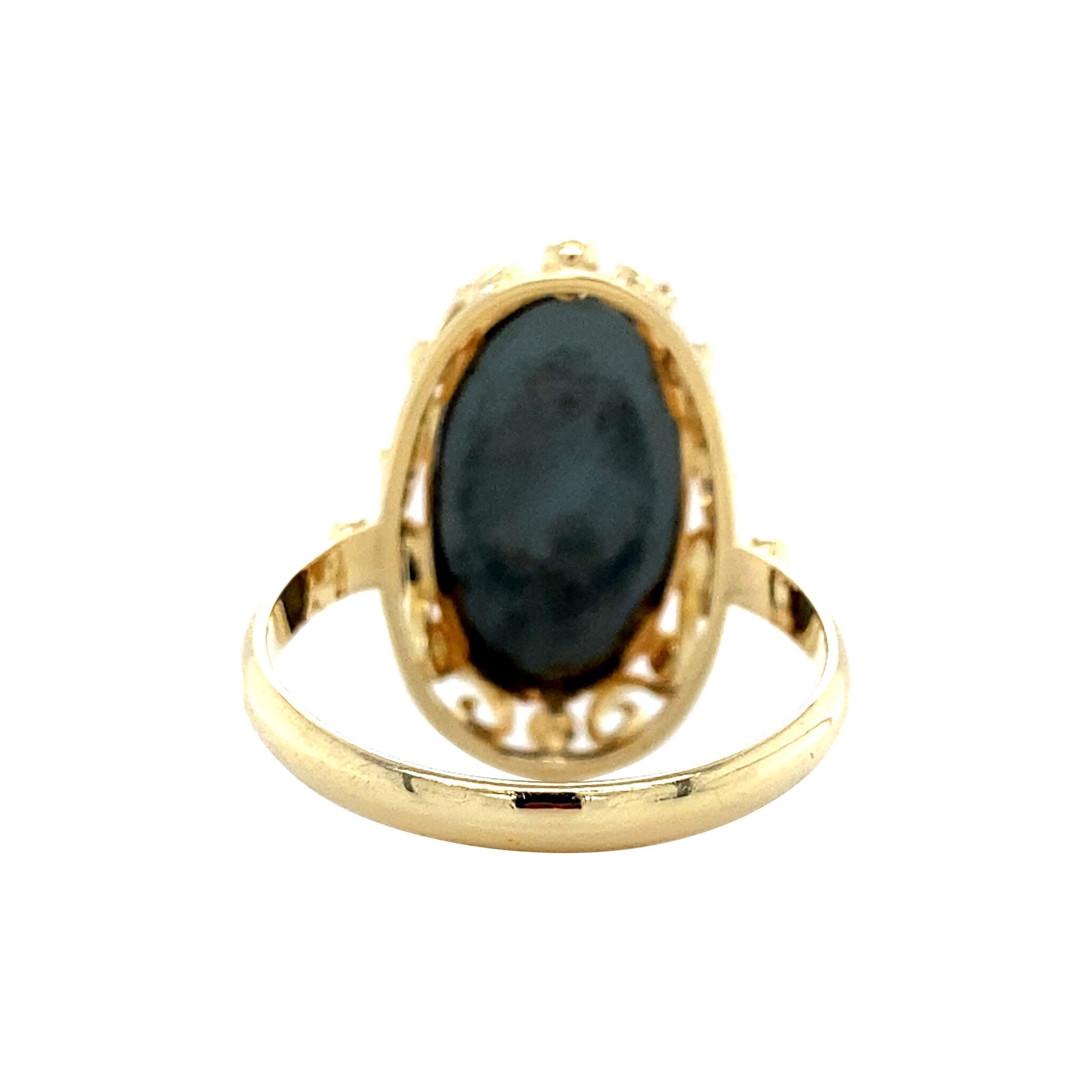 Gouden ring met hematiet 14 krt