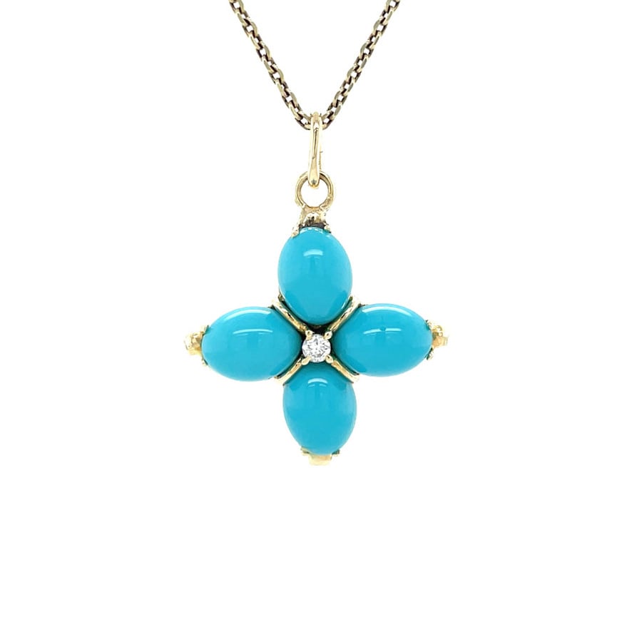 Vintage pendant with colored stone and zirconia 12 kt