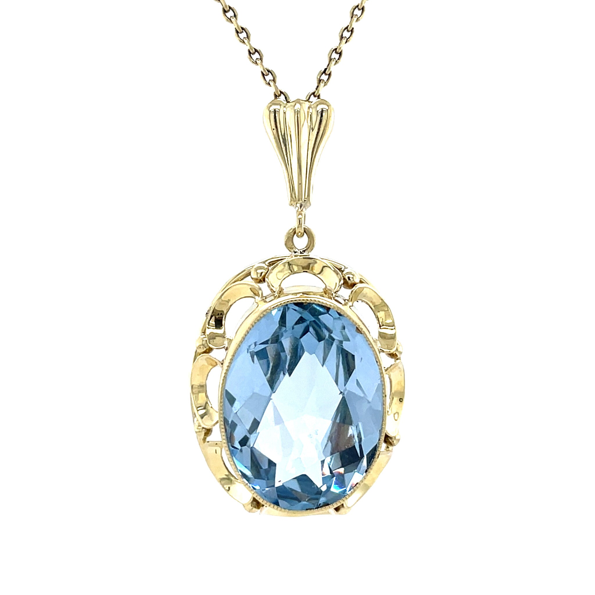 Golden vintage pendant with spinel 14 kt