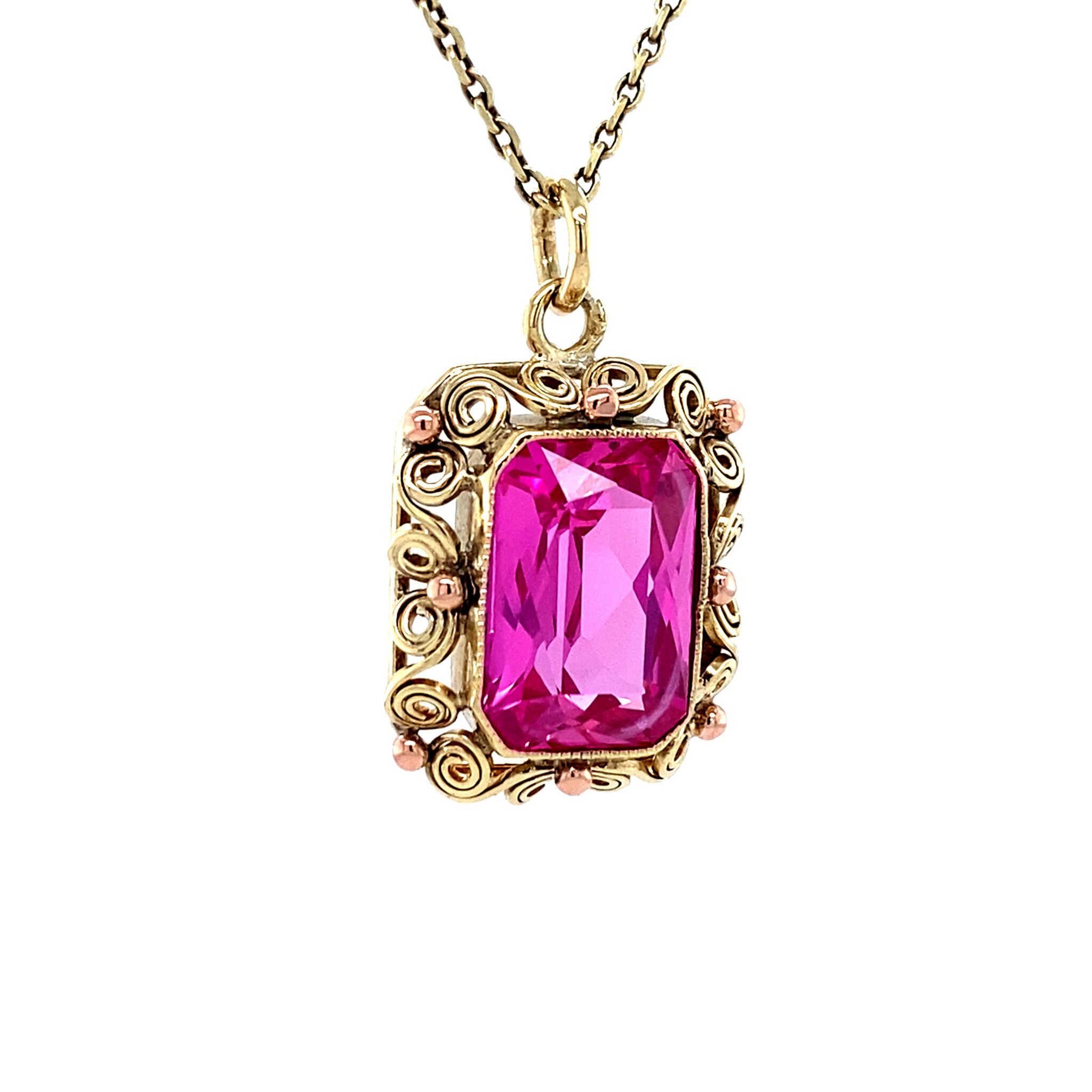 Vintage gold pendant with sapphire, 14 kt