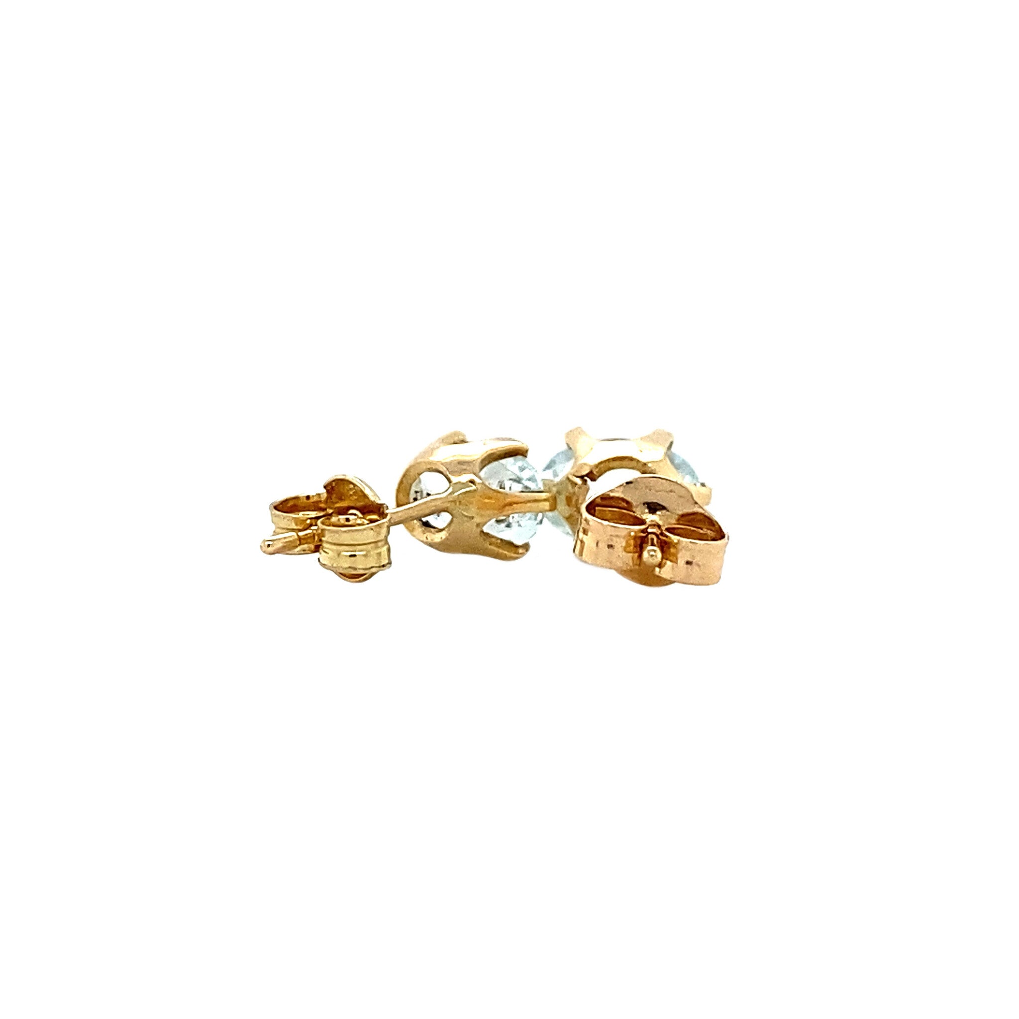 14 kt gold stud earrings with glass stone