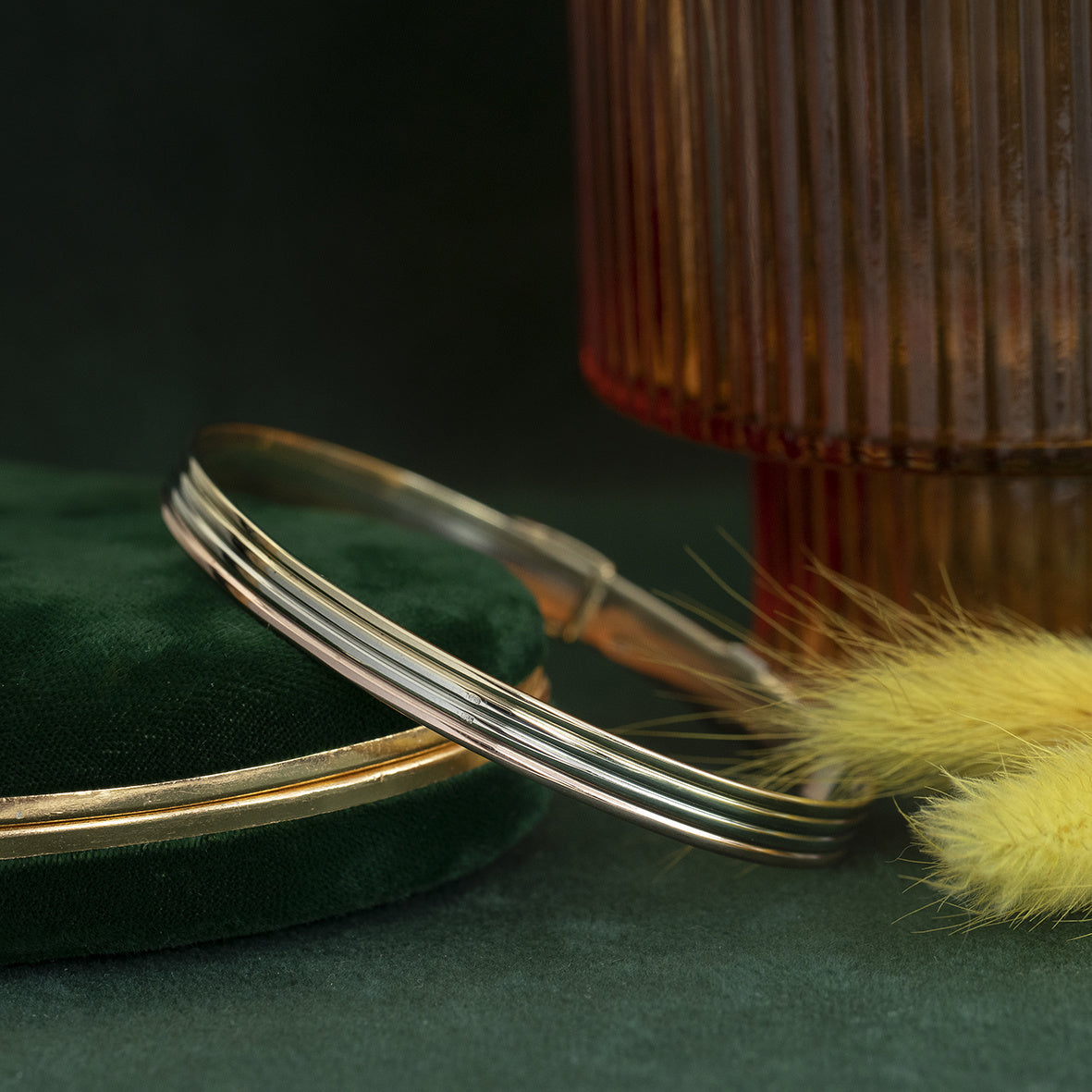 Tricolour vintage gouden bangle 14 krt