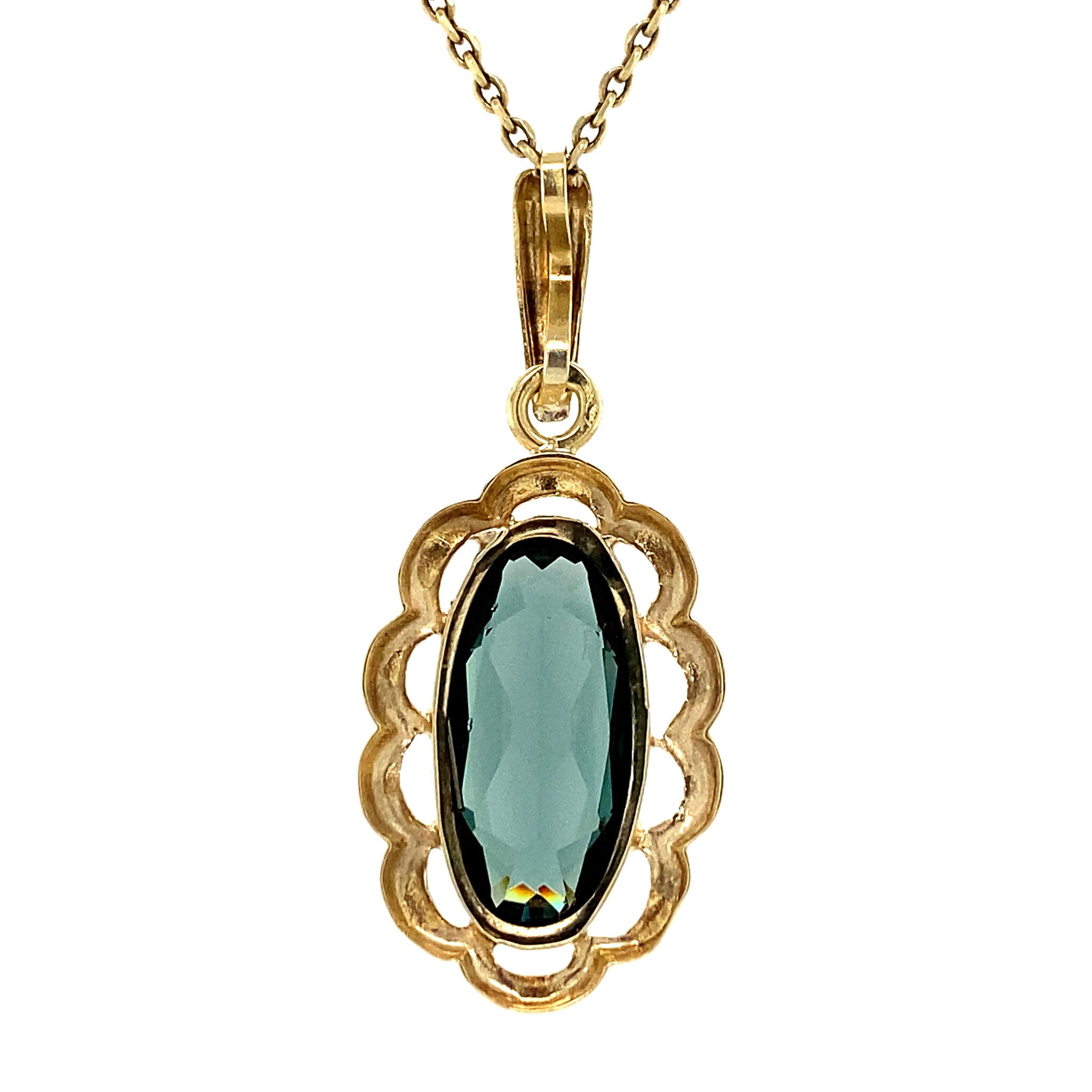 Gouden hanger met groene spinel 14 krt