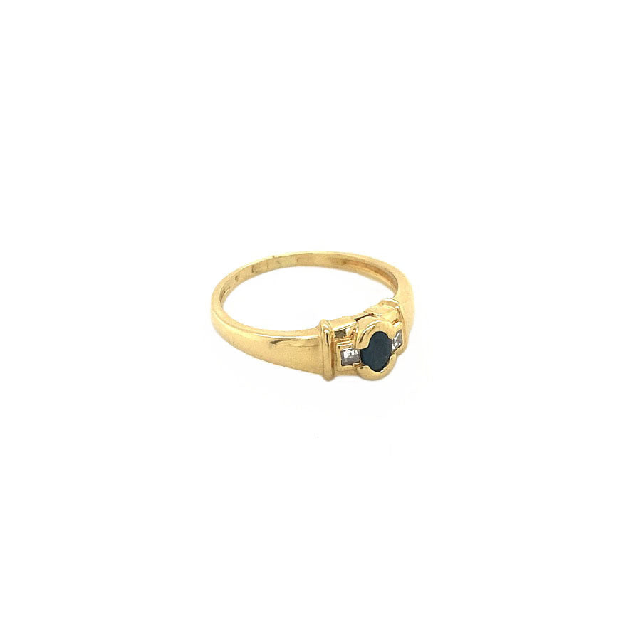 Gouden ring met saffier en diamant 18 krt