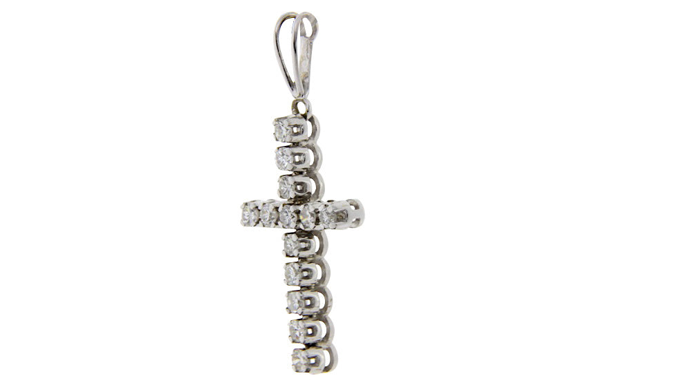 Witgouden kruis hanger met diamant 14 krt