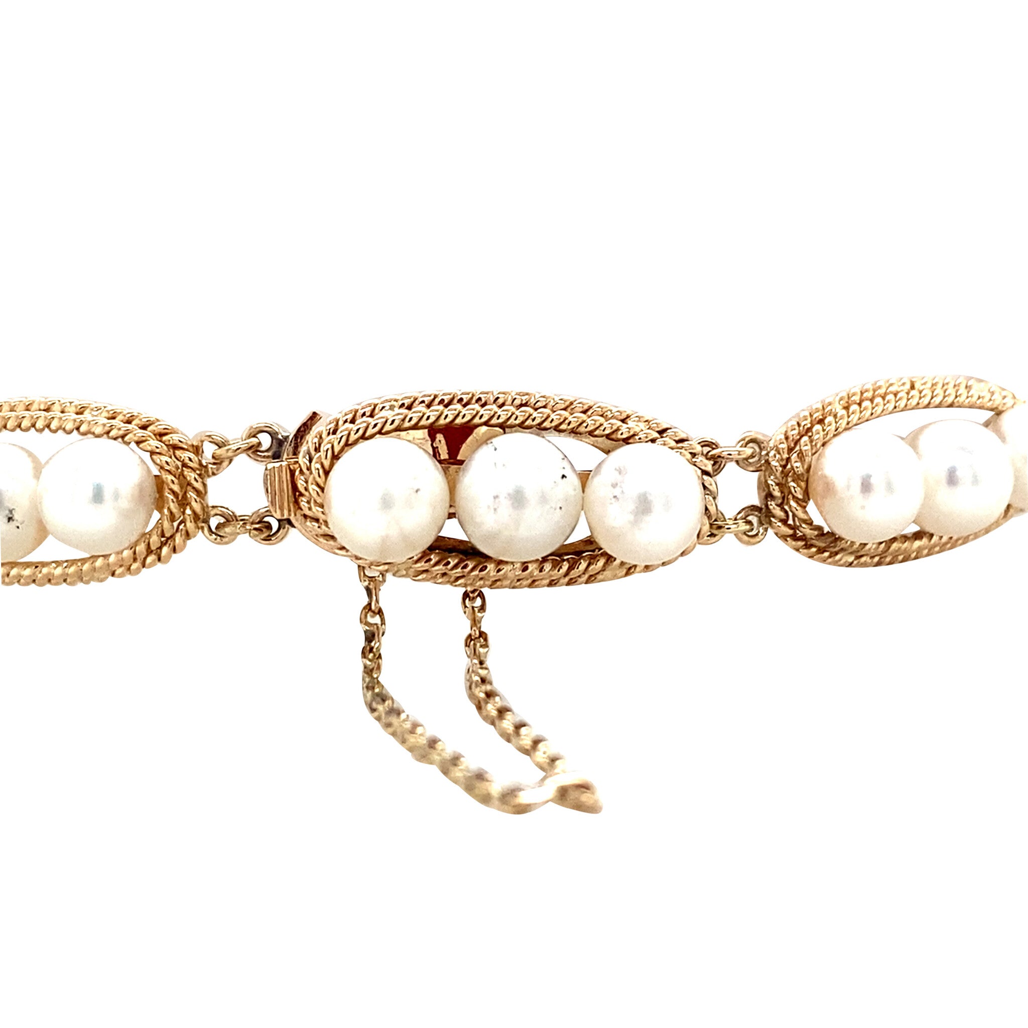 Gouden vintage armband met parel 14 krt