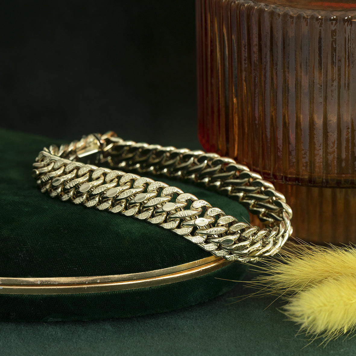 Gouden vintage gourmet armband 14 krt