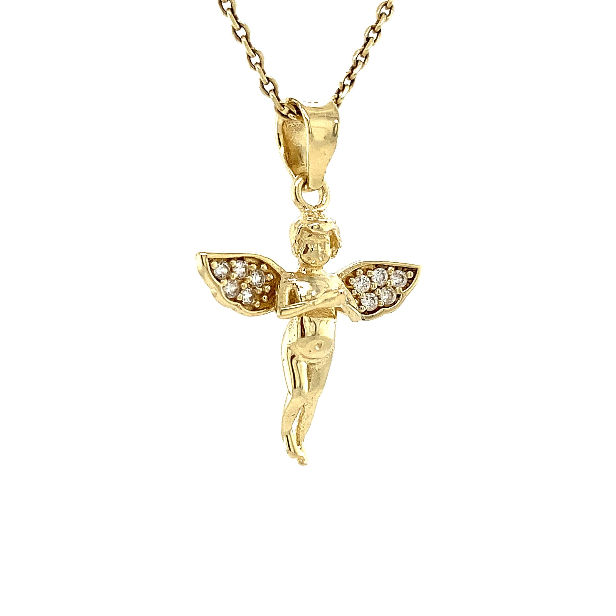 Gouden hanger engel met zirkonia 14 krt