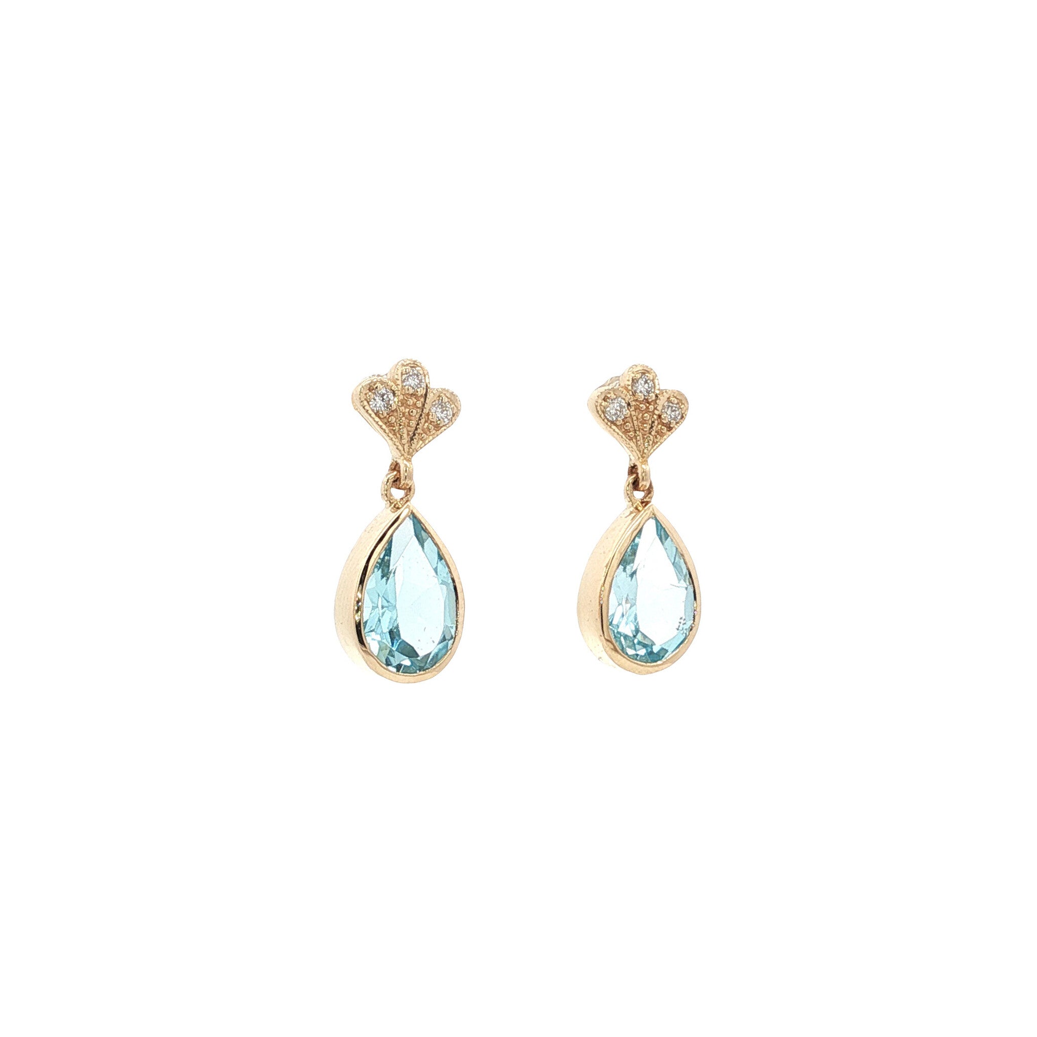 14 kt gold earrings with topaz and diamond