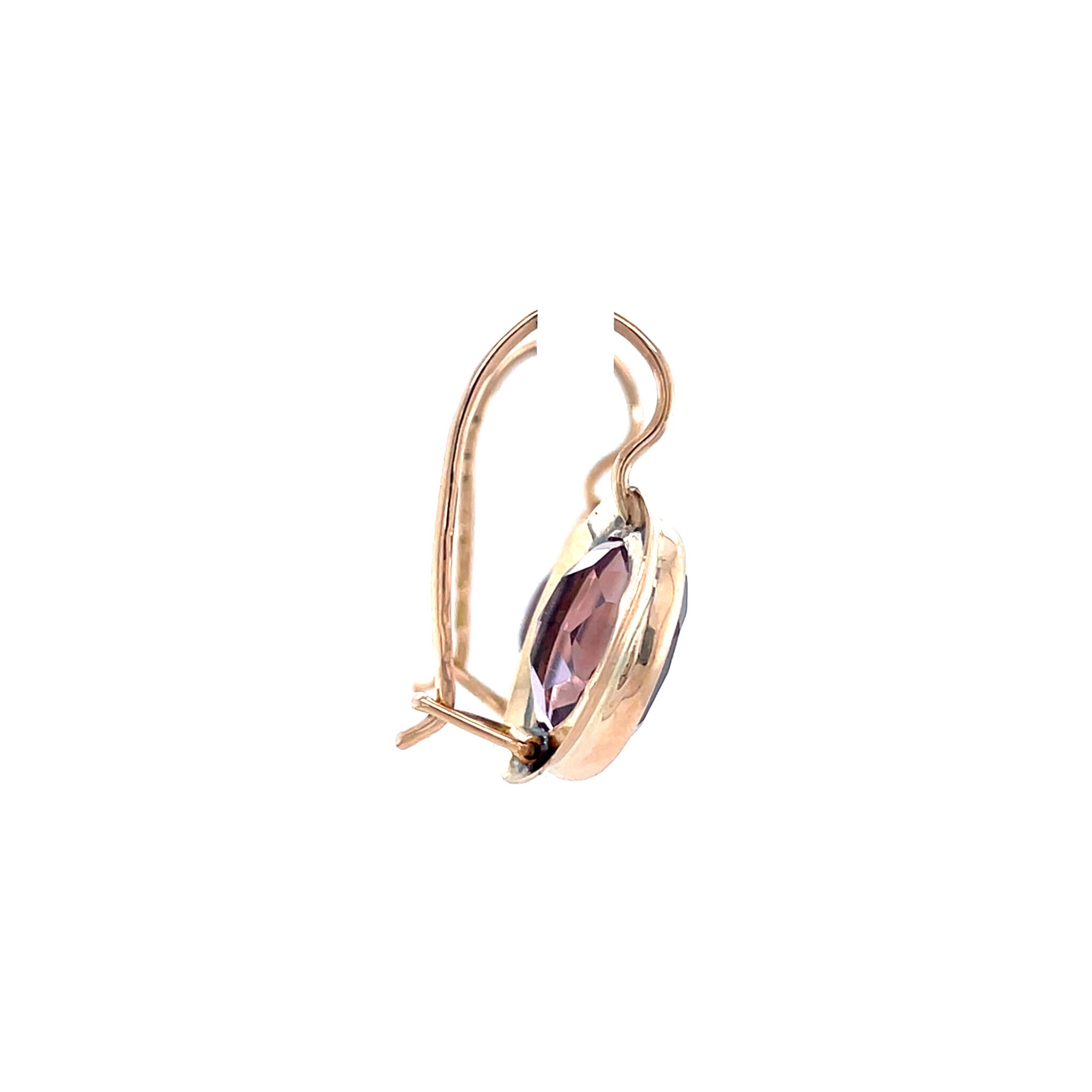 14 kt rose-gold vintage drop earrings with amethyst