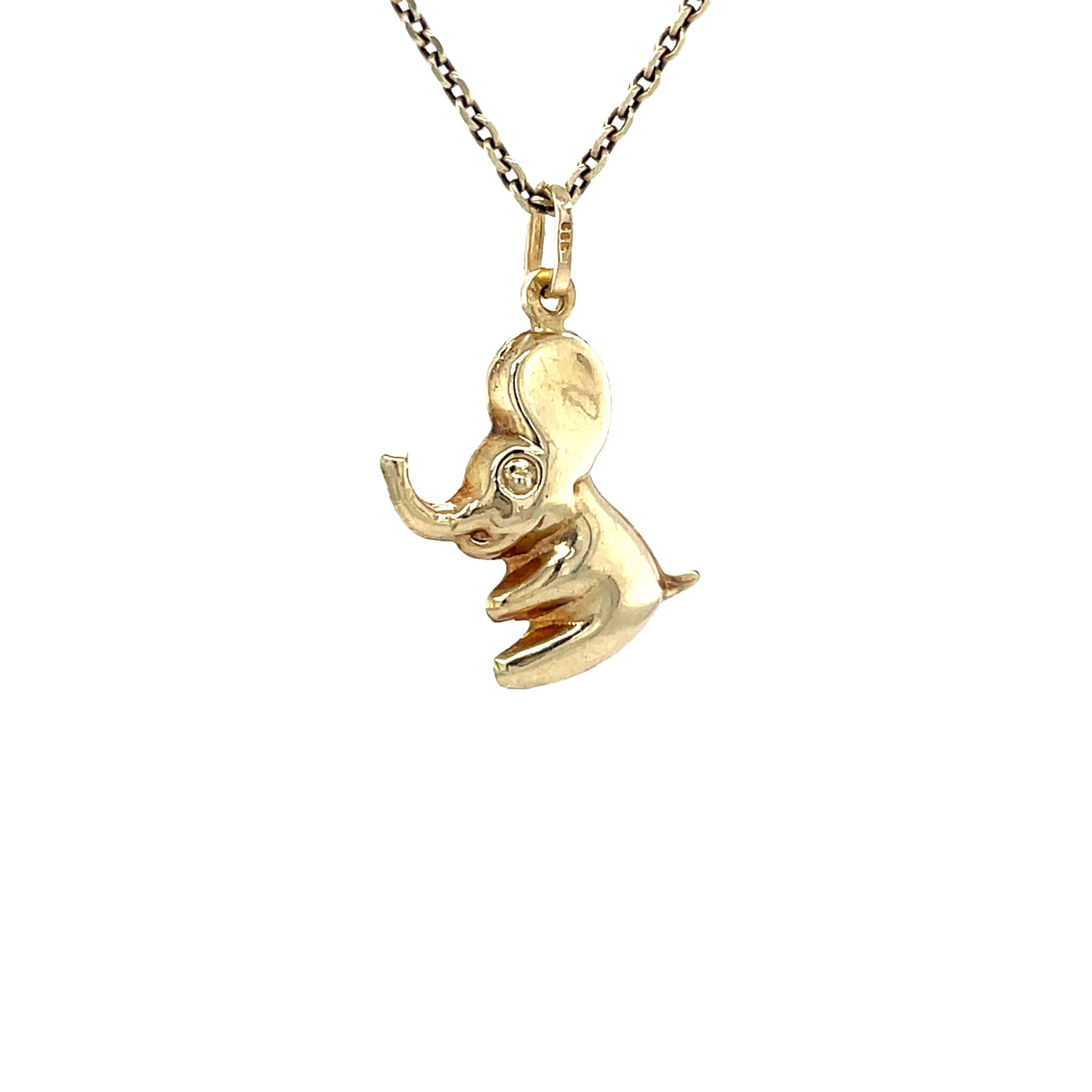 Gouden vintage olifant hanger 14 krt