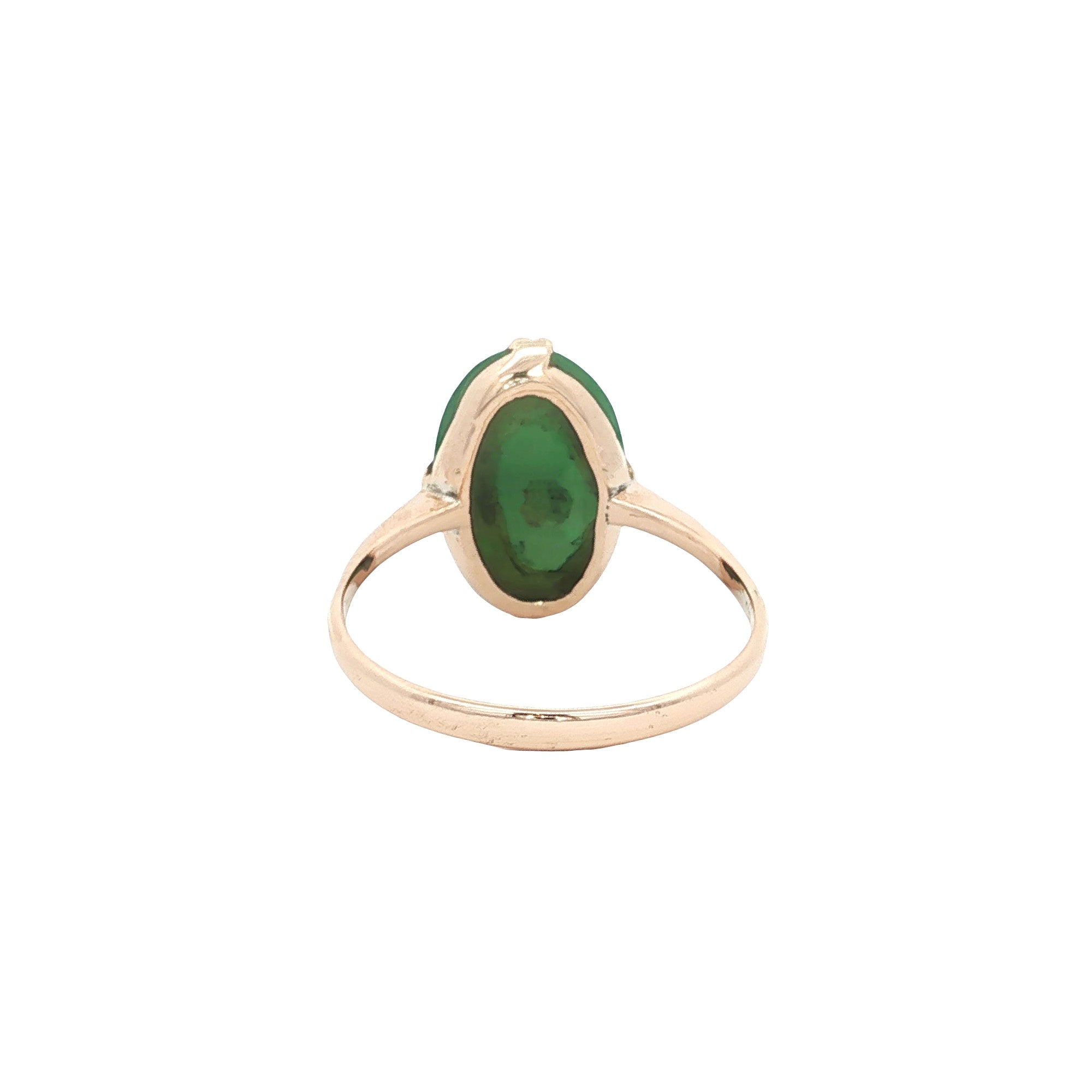 Vintage rosé ring met jade 10 kt