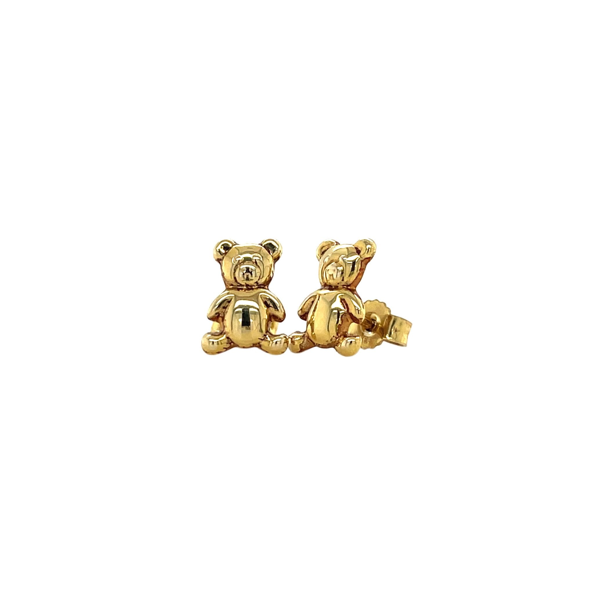Gold vintage bear stud earrings 14 kt