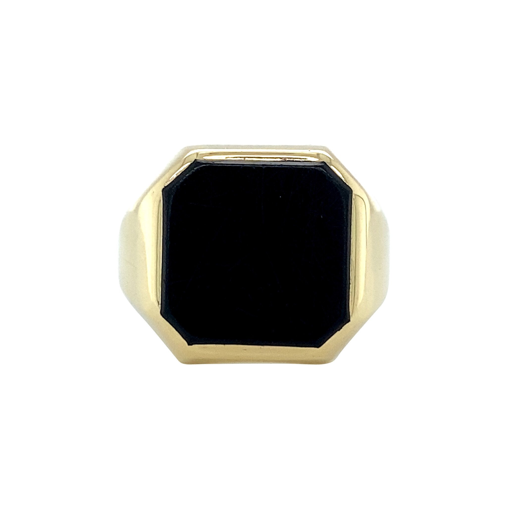 14 kt gold signet ring with onyx