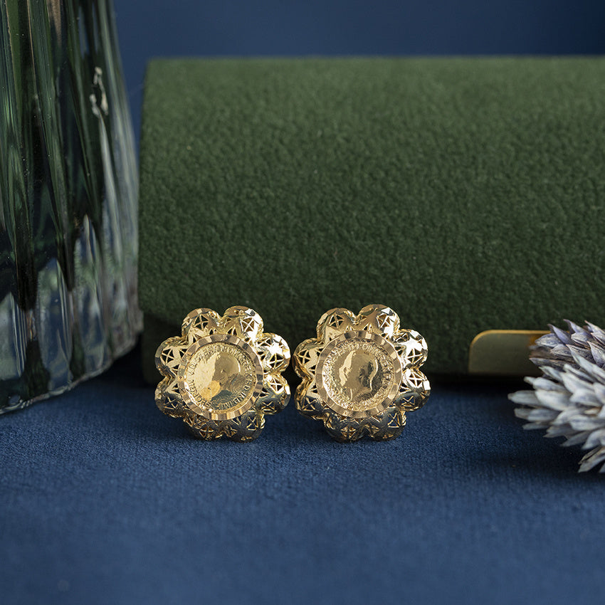 Golden vintage coin earrings 14 kt