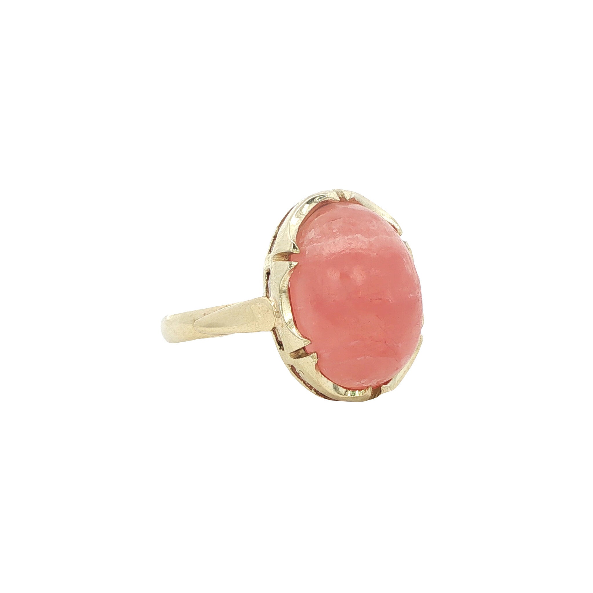 Vintage 14 kt gold ring with rhodochrosite
