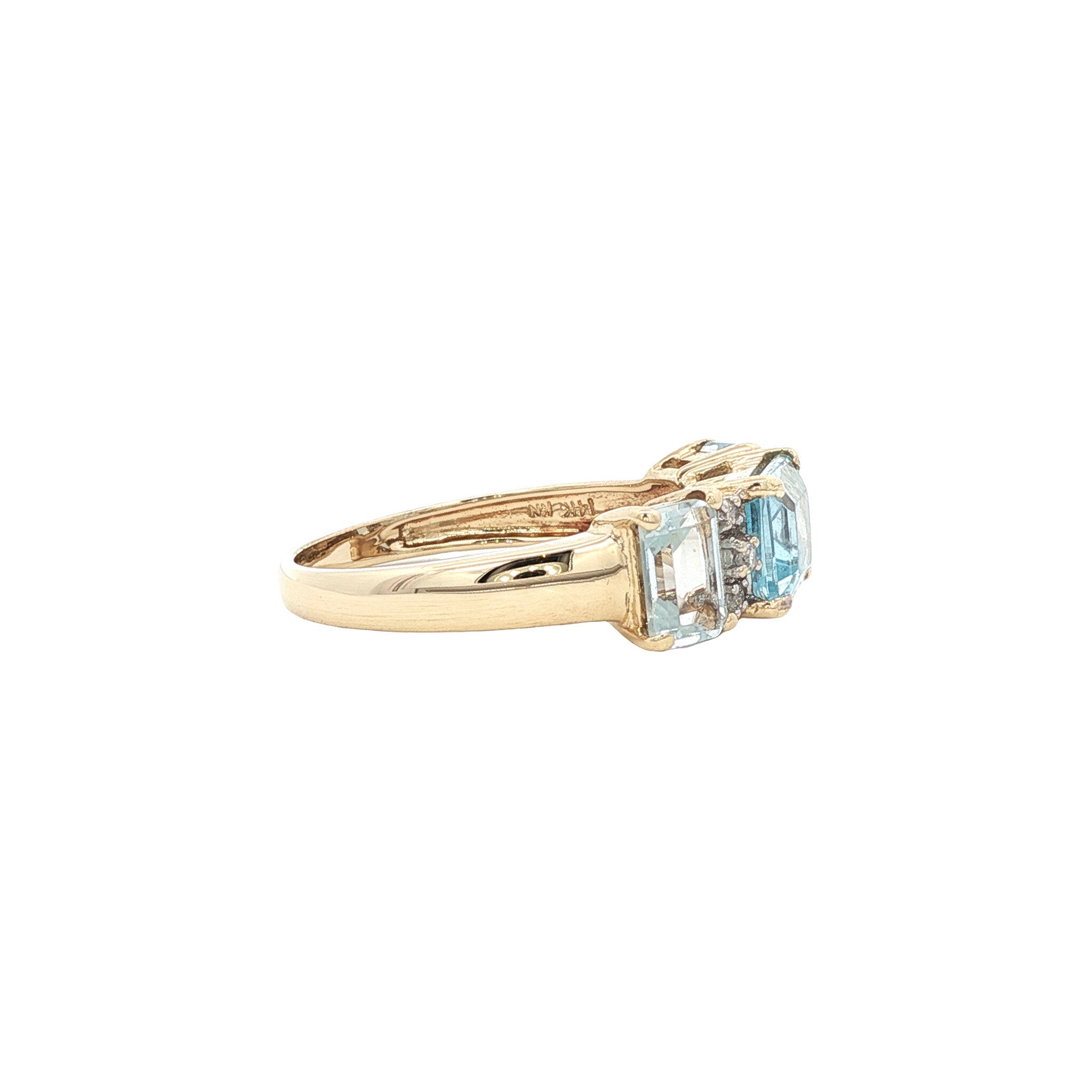 Gold ring with topaz and diamond 14 kt