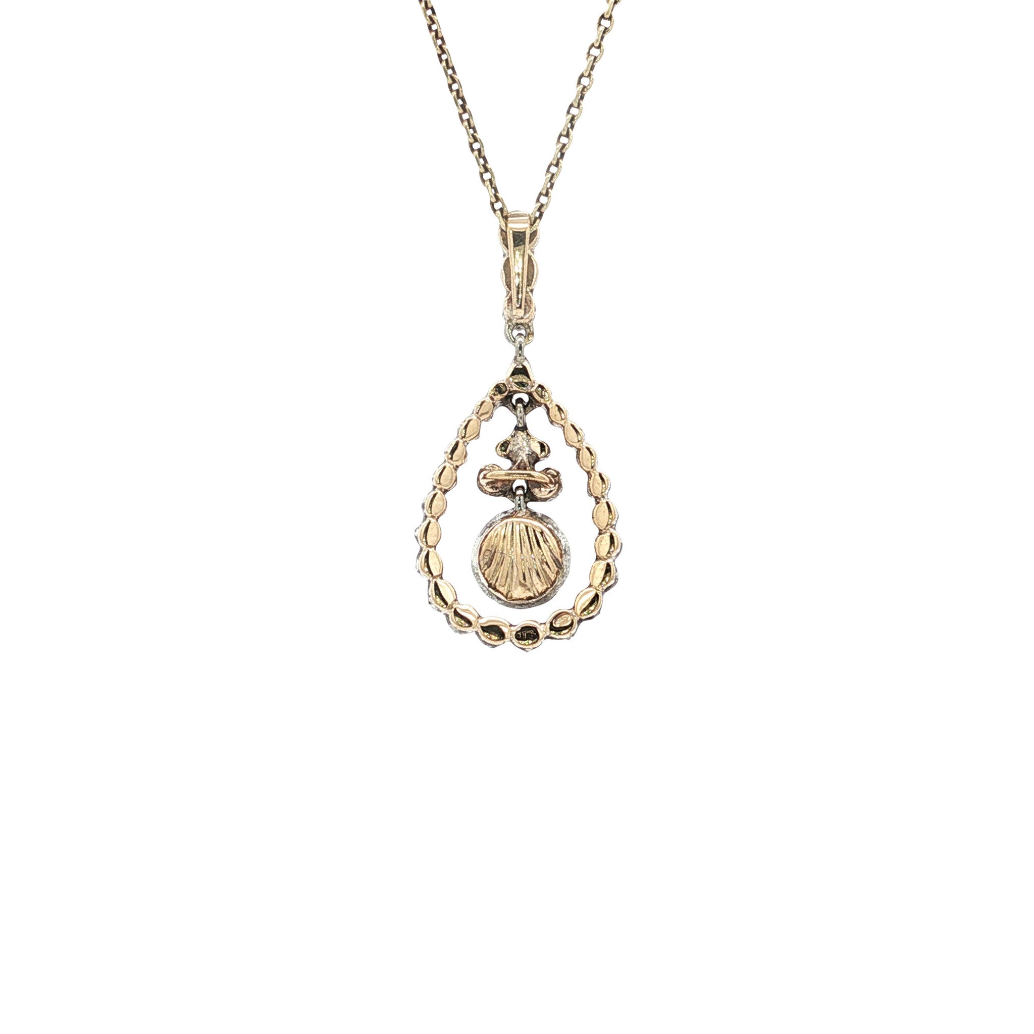Gold vintage pendant with rose-cut diamond 14 kt/925