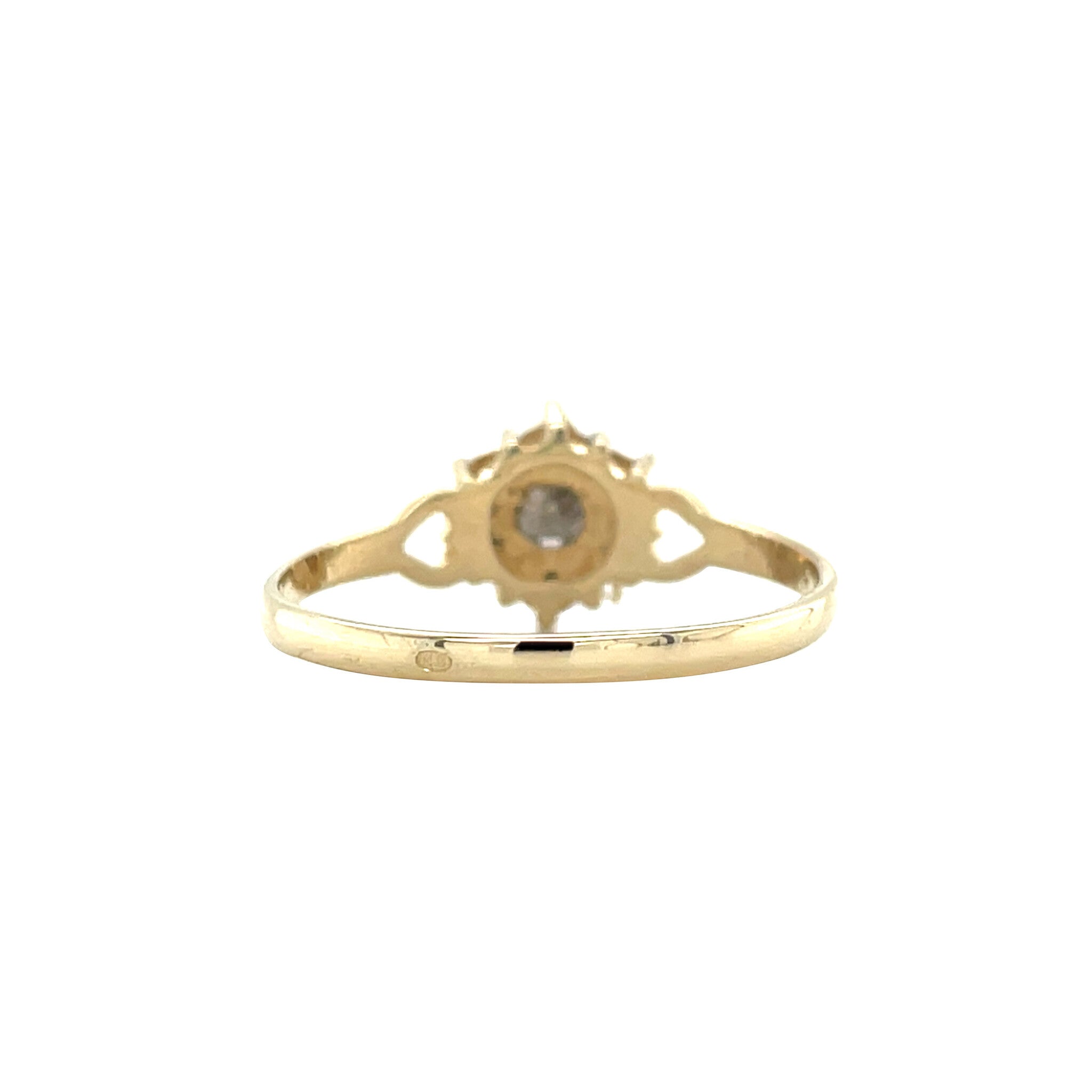 Vintage gold cluster ring with diamond, 14 kt