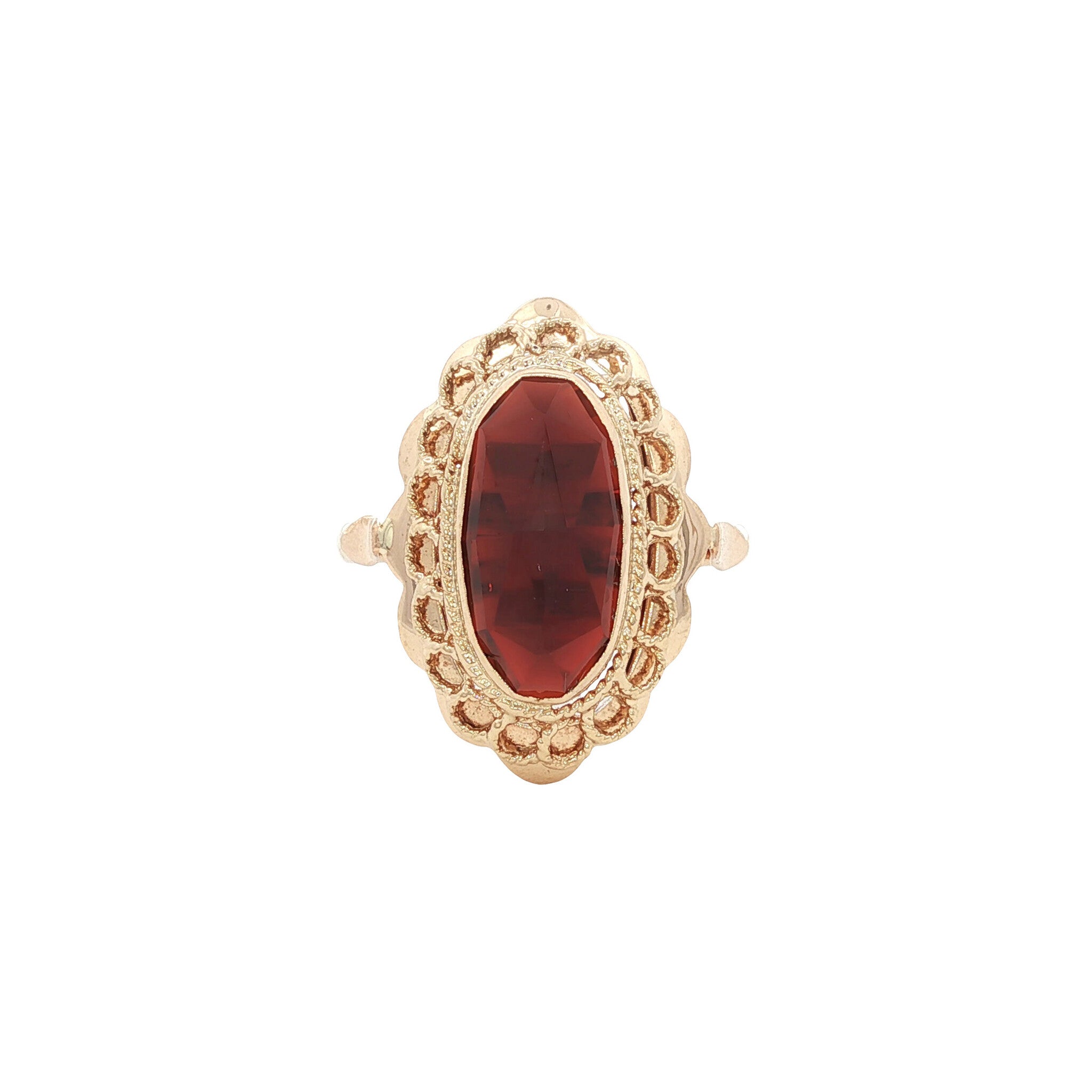 Gold vintage ring with garnet 14 kt