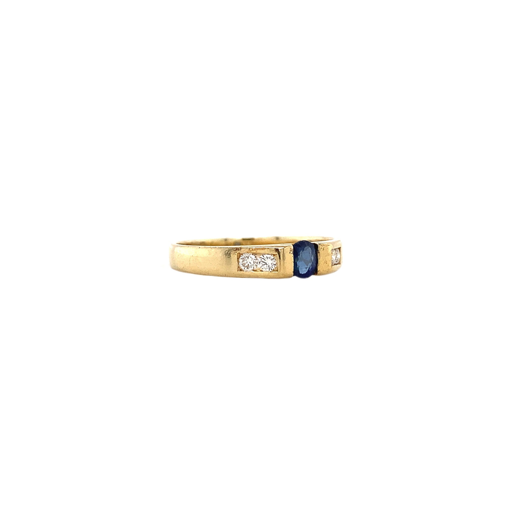 18 kt gold ring with sapphire and diamond