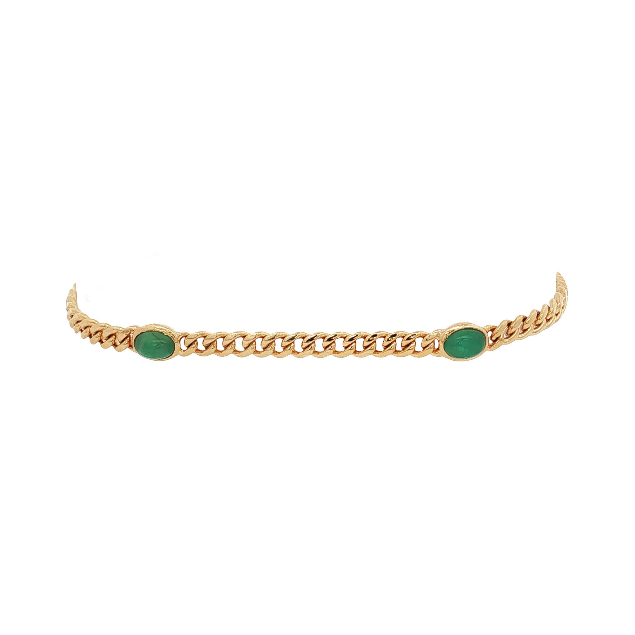 Vintage gold gourmet bracelet with emerald, 18 kt