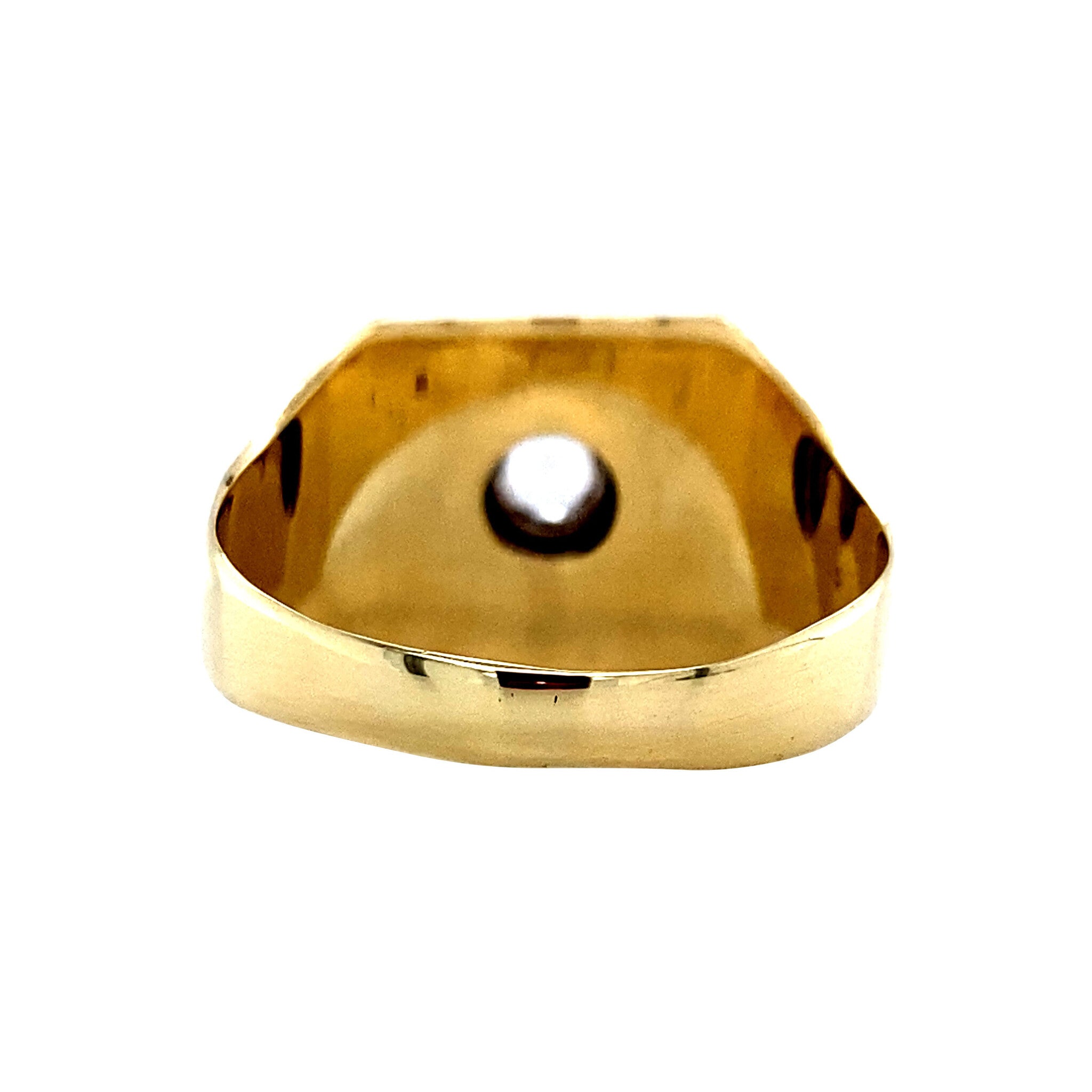 Gold ring with onyx and glass 14 kt