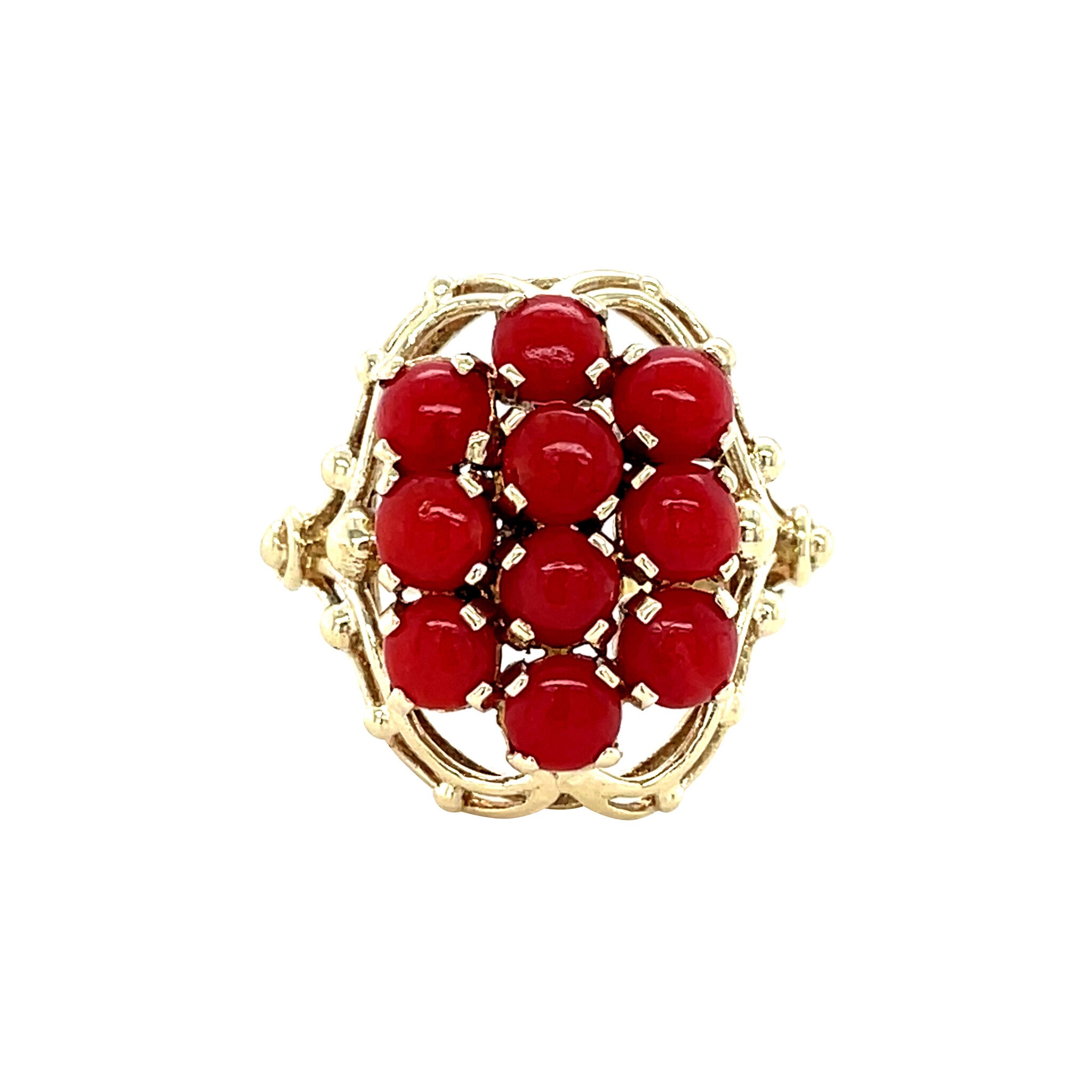 Gold vintage ring with blood coral 14 kt