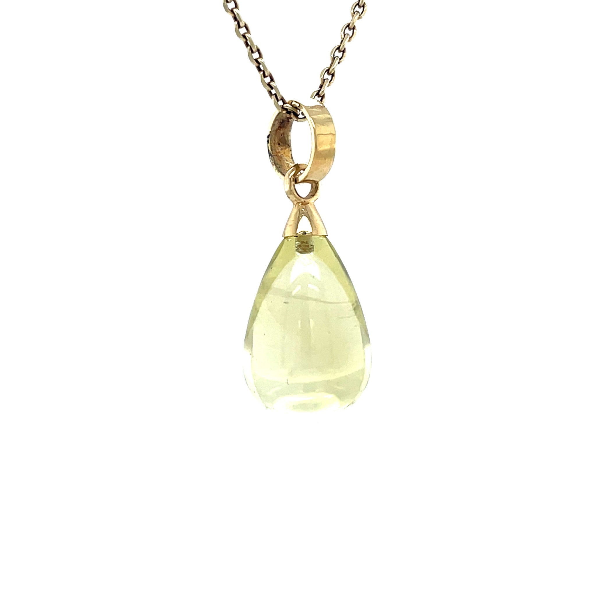 Gouden vintage hanger met prasioliet 14 krt
