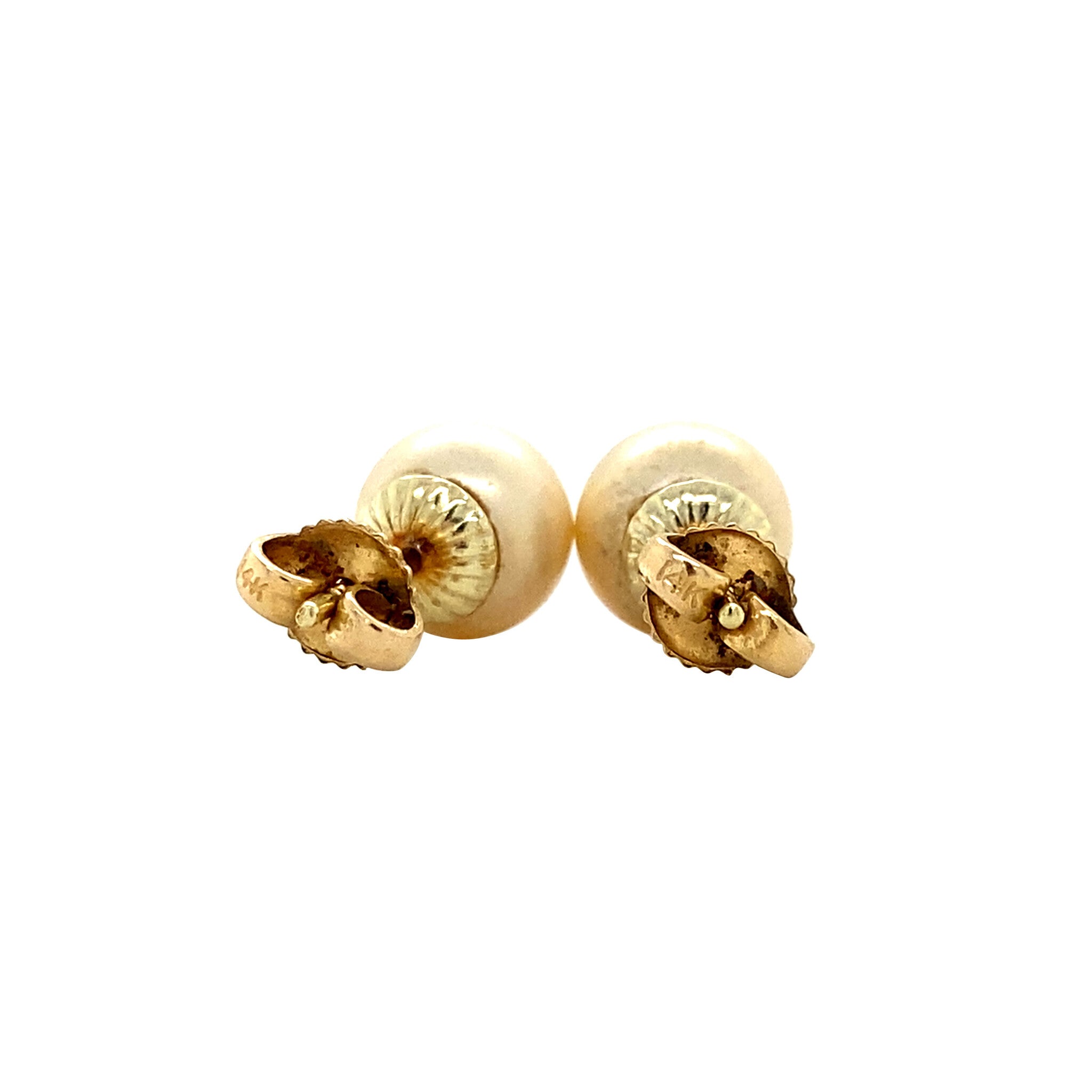 Gouden vintage oorstekers met parel 14 krt