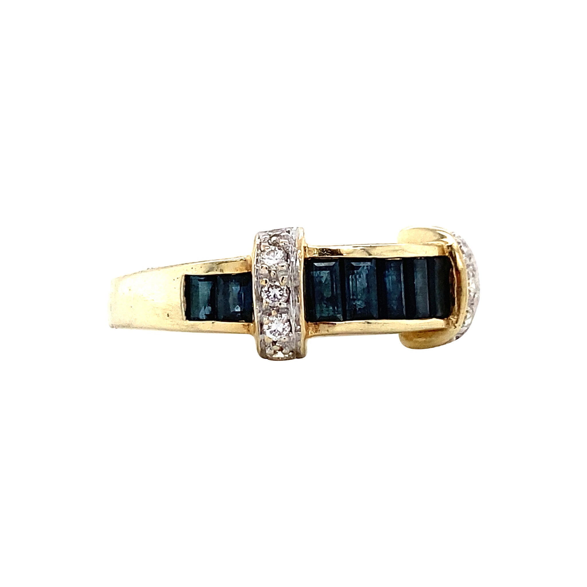 14 kt gold ring with sapphire and diamond