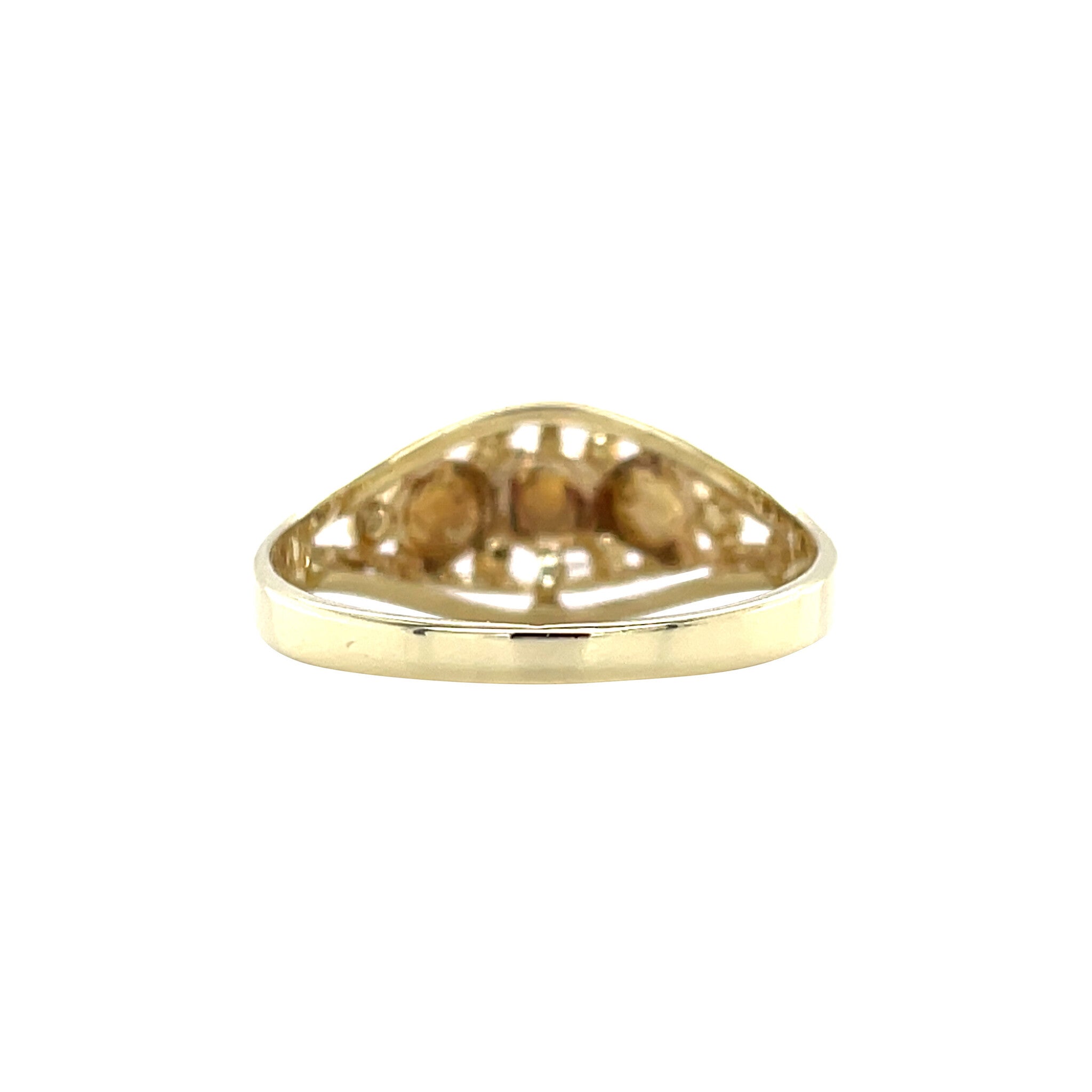 Gouden vintage trigolie ring met bloedkoraal 14 kt