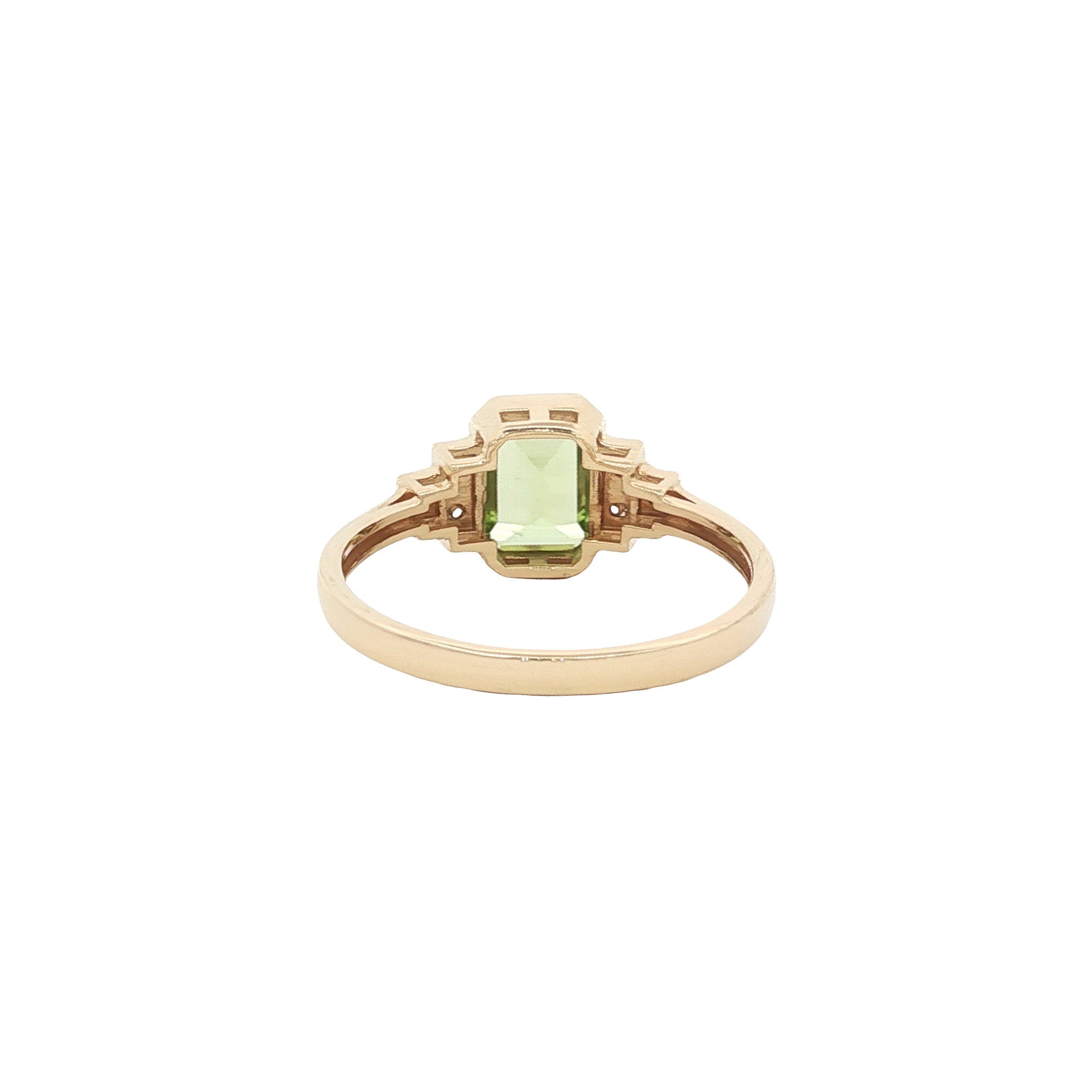 14 kt gold ring with peridot and diamond