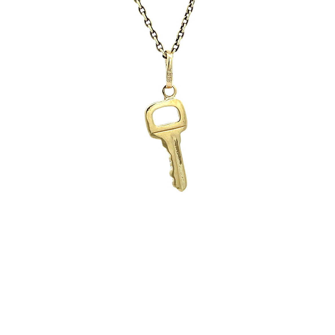 Golden vintage key pendant 14 kt