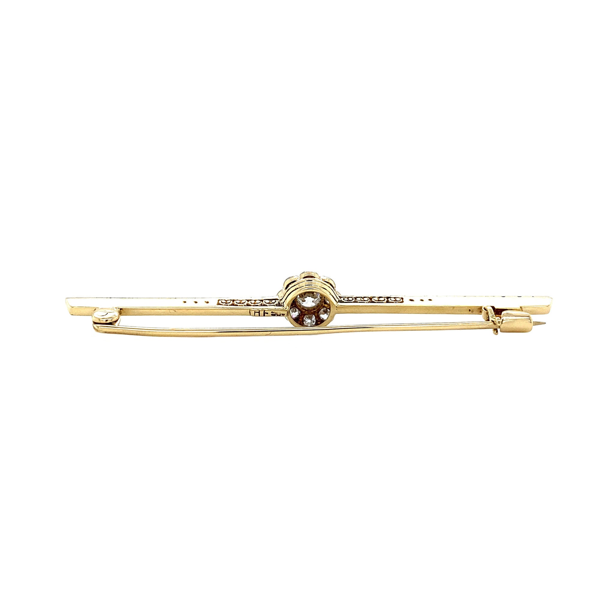 Gold brooch with diamond 14 kt