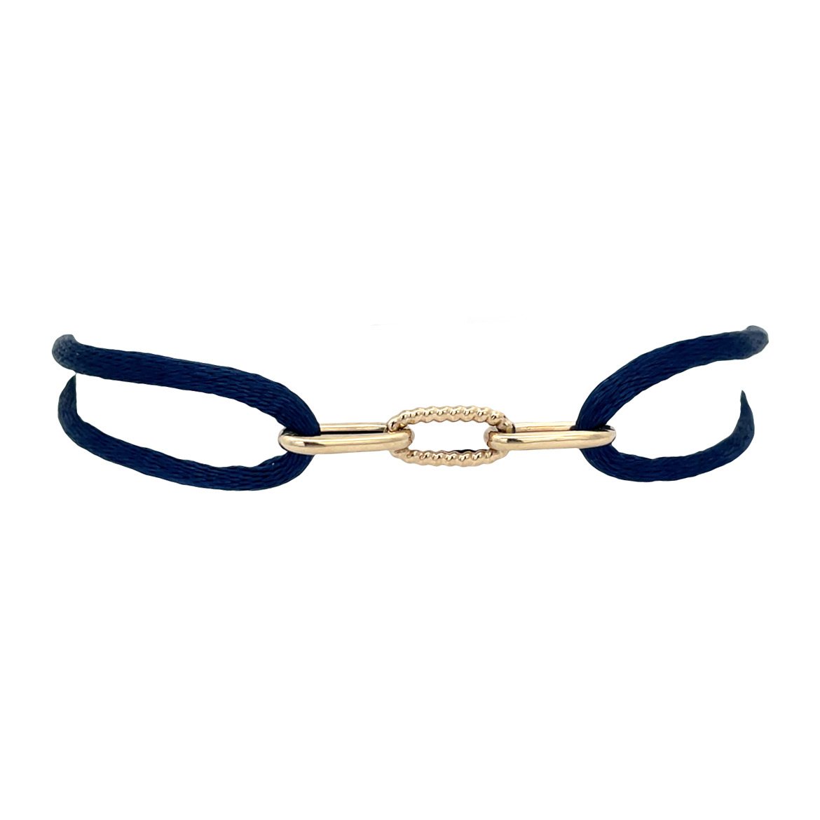 Vintage satijnen armband met gouden paperclip schakel 14 kt