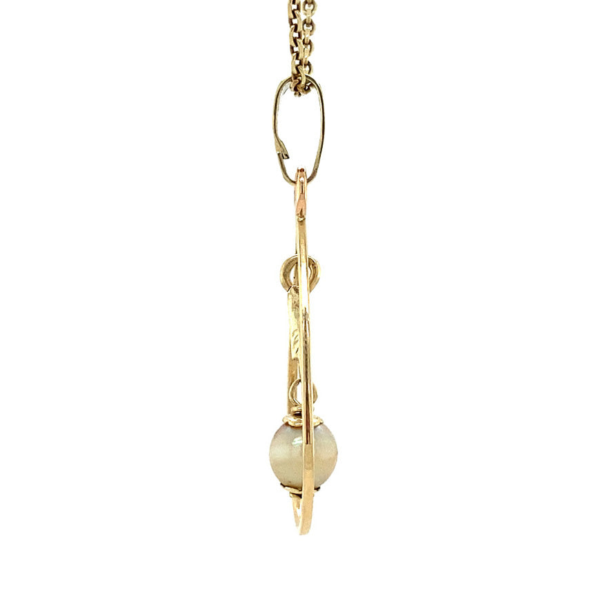 Gouden hanger met parel 14 krt