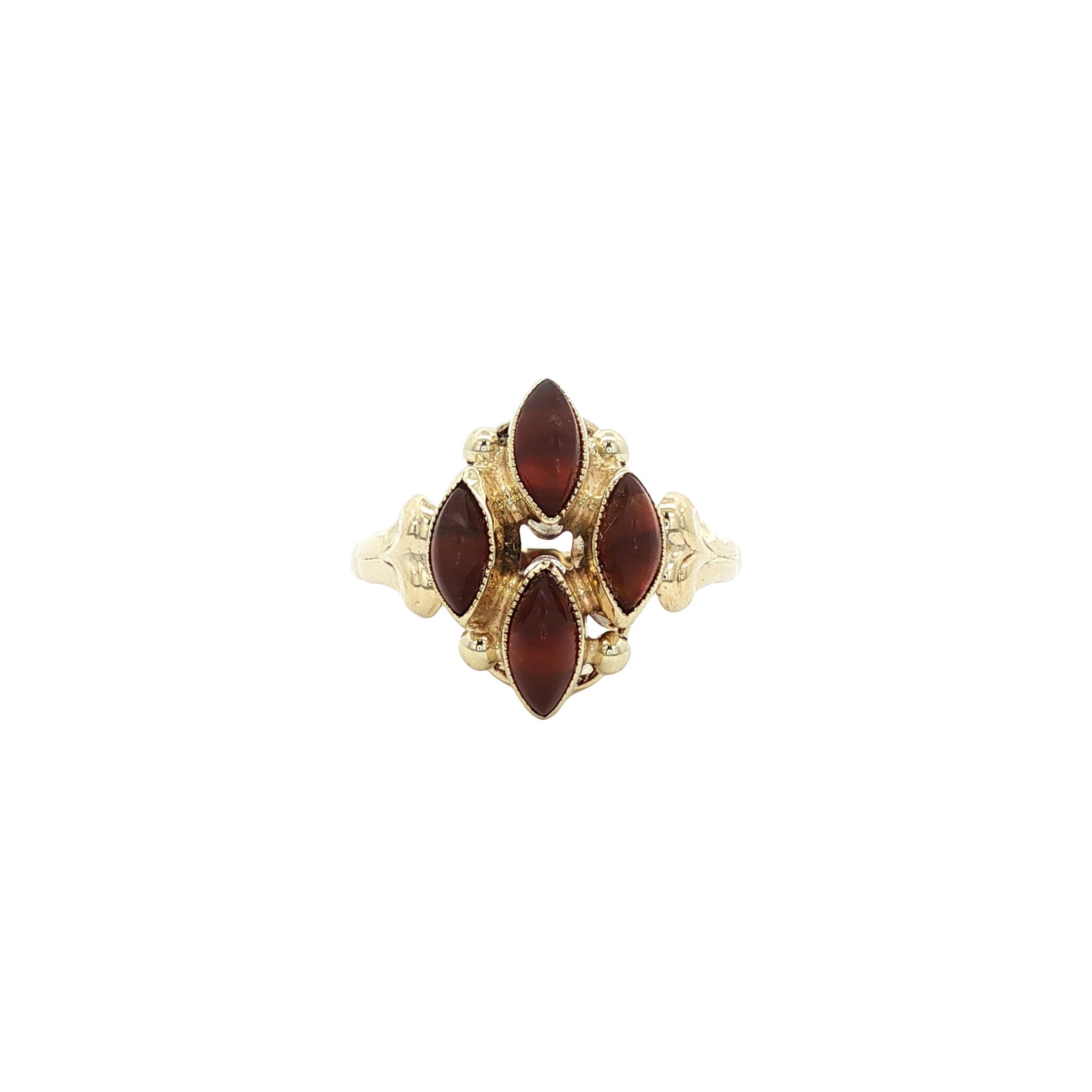 Gouden vintage ring met streepagaat 14 kt
